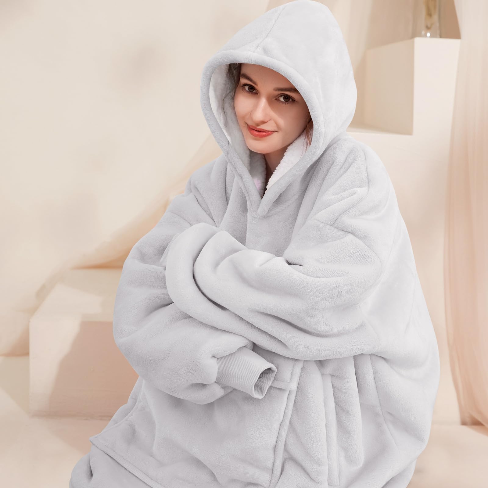 Narecte Cozy Oversized Blanket Hoodie Wearable Blanket Adults Soft Hooded Blanket Hoodie Birthday Gifts for Women Christmas
