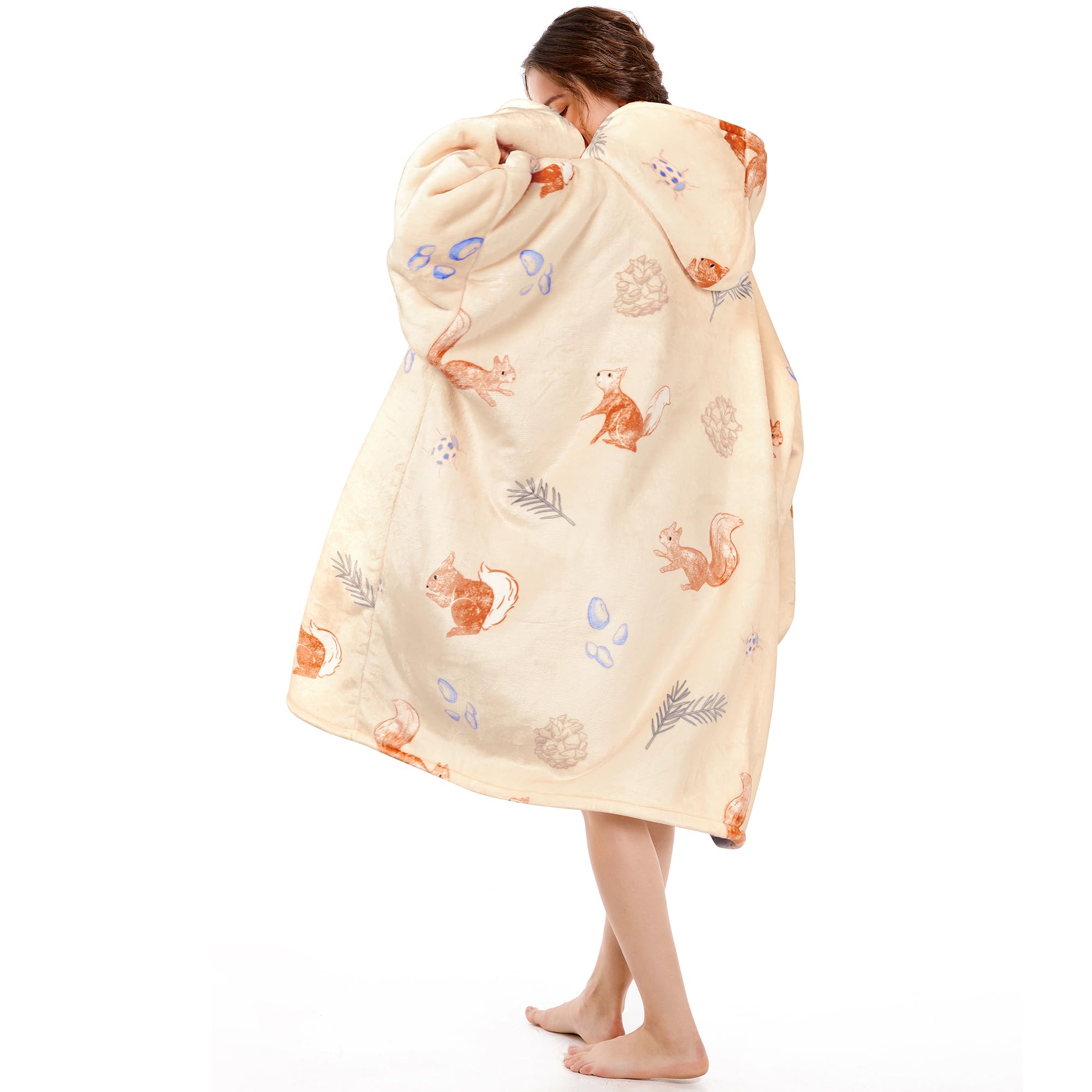 Narecte Cozy Oversized Blanket Hoodie Wearable Blanket Adults Soft Hooded Blanket Hoodie Birthday Gifts for Women Christmas