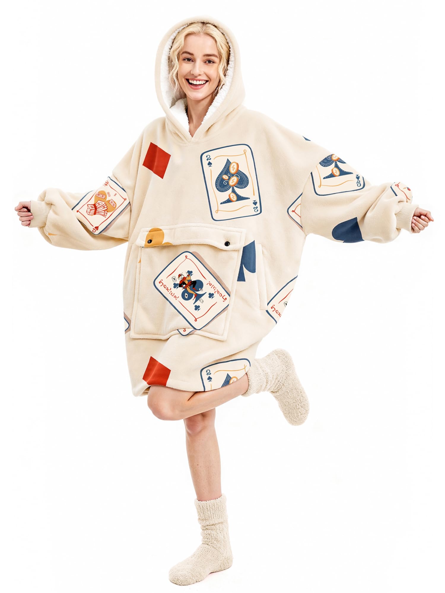 Narecte Cozy Oversized Blanket Hoodie Wearable Blanket Adults Soft Hooded Blanket Hoodie Birthday Gifts for Women Christmas