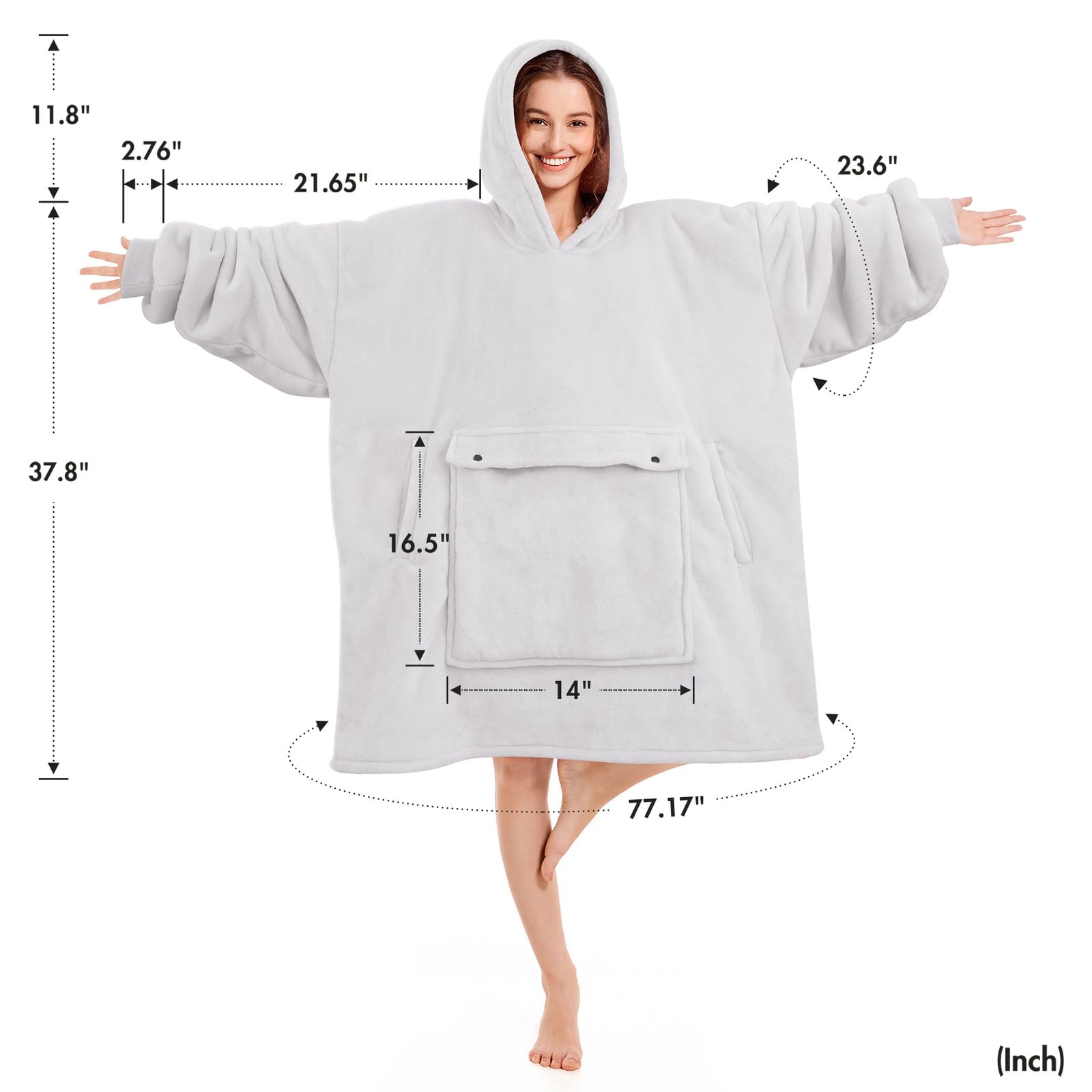 Narecte Cozy Oversized Blanket Hoodie Wearable Blanket Adults Soft Hooded Blanket Hoodie Birthday Gifts for Women Christmas