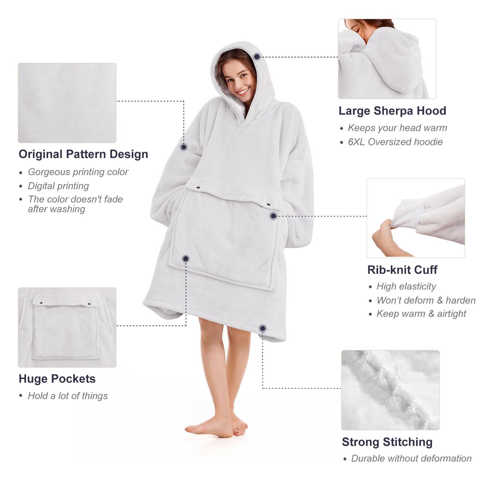 Narecte Cozy Oversized Blanket Hoodie Wearable Blanket Adults Soft Hooded Blanket Hoodie Birthday Gifts for Women Christmas