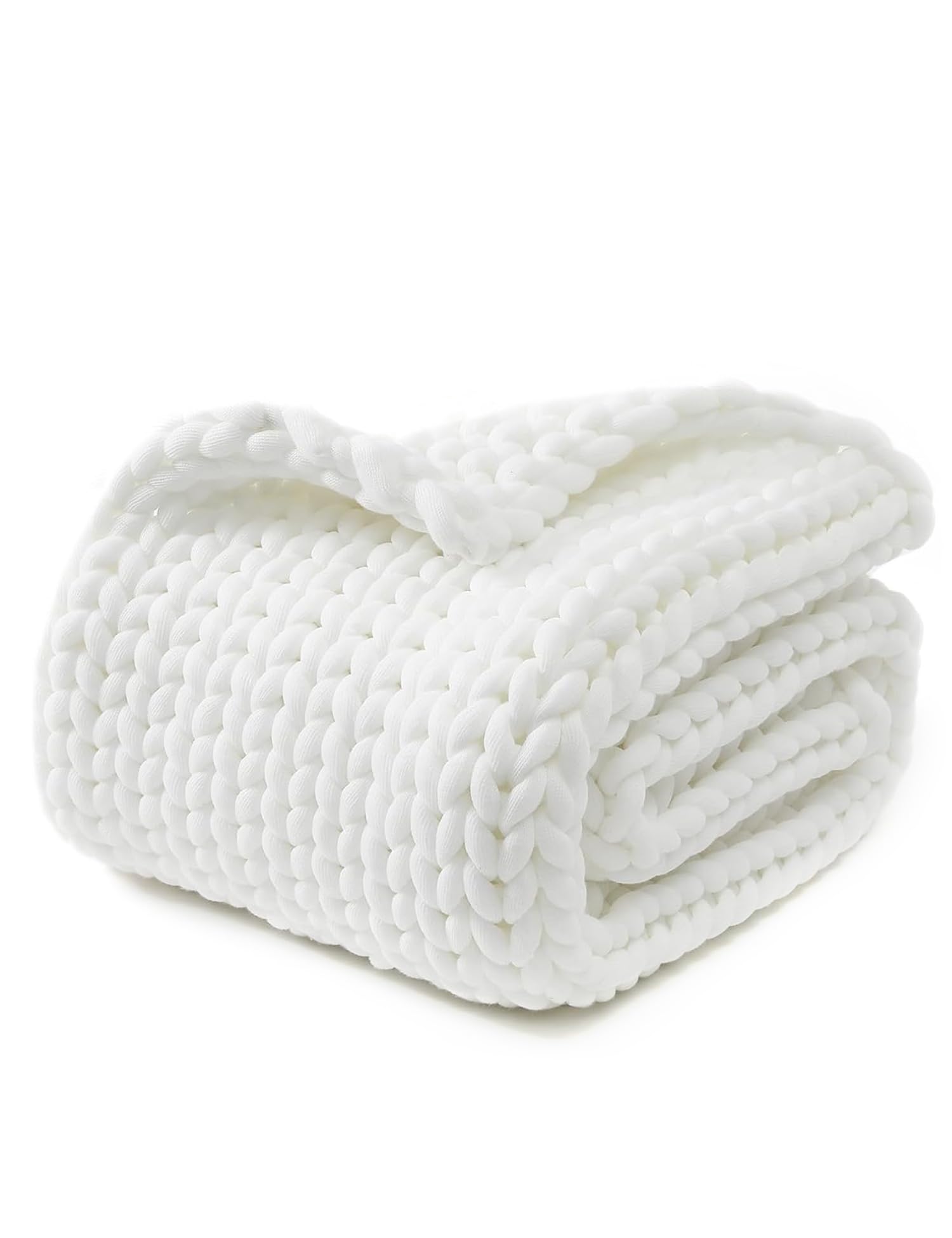 YnM Chunky Throw Blanket, Medium-Weight, Hand Knitted, Skin Friendly, Ventilated and Breathable, Machine Washable, Home Décor Piece for Couch, Sofa and Bed (Atlantis Blue, 40x50 Inch)