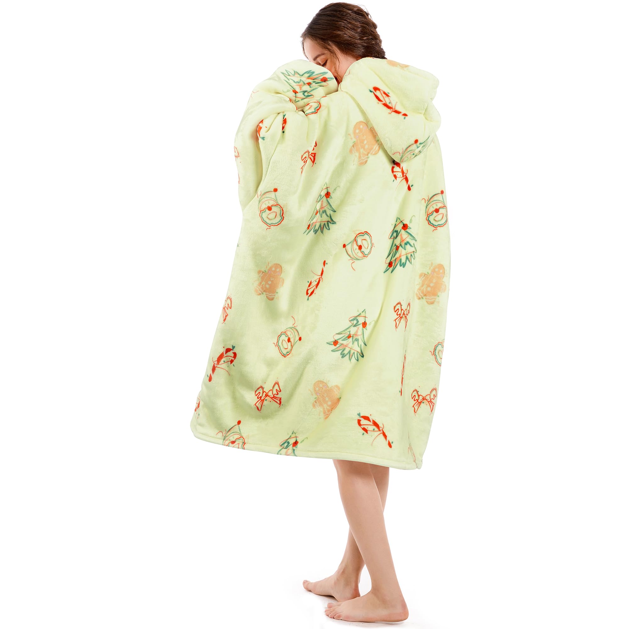 Narecte Cozy Oversized Blanket Hoodie Wearable Blanket Adults Soft Hooded Blanket Hoodie Birthday Gifts for Women Christmas