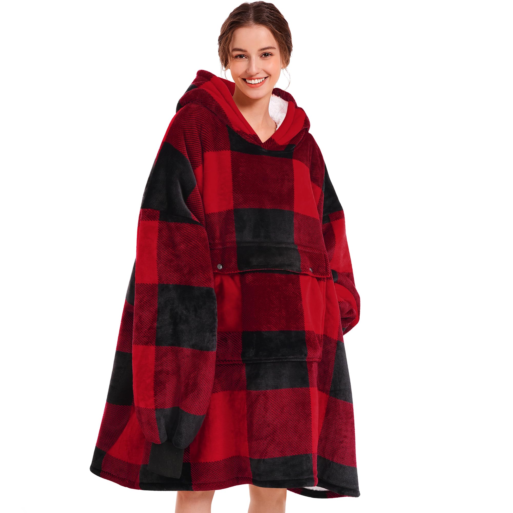 Narecte Cozy Oversized Blanket Hoodie Wearable Blanket Adults Soft Hooded Blanket Hoodie Birthday Gifts for Women Christmas