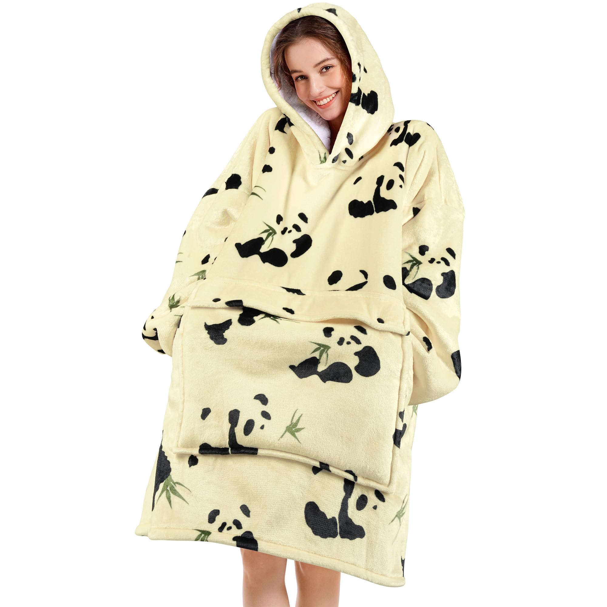 Narecte Cozy Oversized Blanket Hoodie Wearable Blanket Adults Soft Hooded Blanket Hoodie Birthday Gifts for Women Christmas