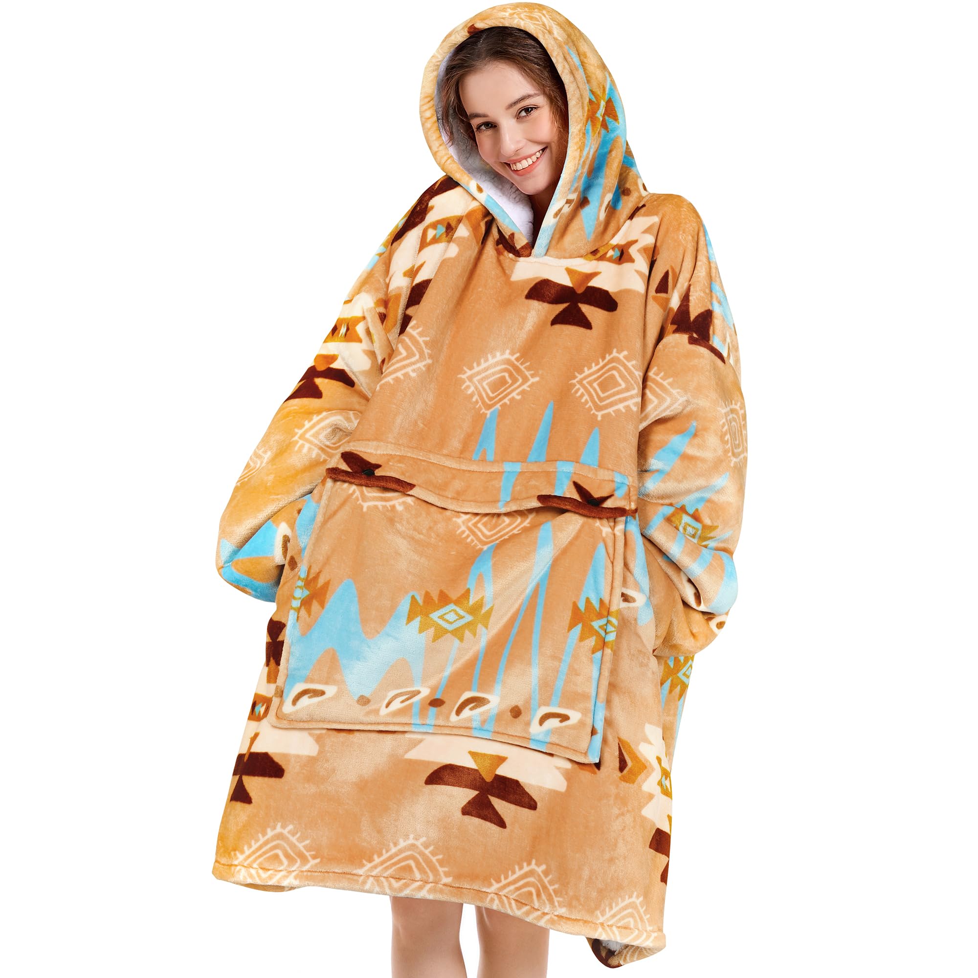 Narecte Cozy Oversized Blanket Hoodie Wearable Blanket Adults Soft Hooded Blanket Hoodie Birthday Gifts for Women Christmas