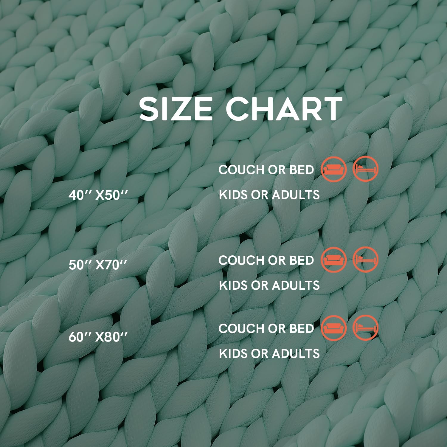 YnM Chunky Throw Blanket, Medium-Weight, Hand Knitted, Skin Friendly, Ventilated and Breathable, Machine Washable, Home Décor Piece for Couch, Sofa and Bed (Atlantis Blue, 40x50 Inch)