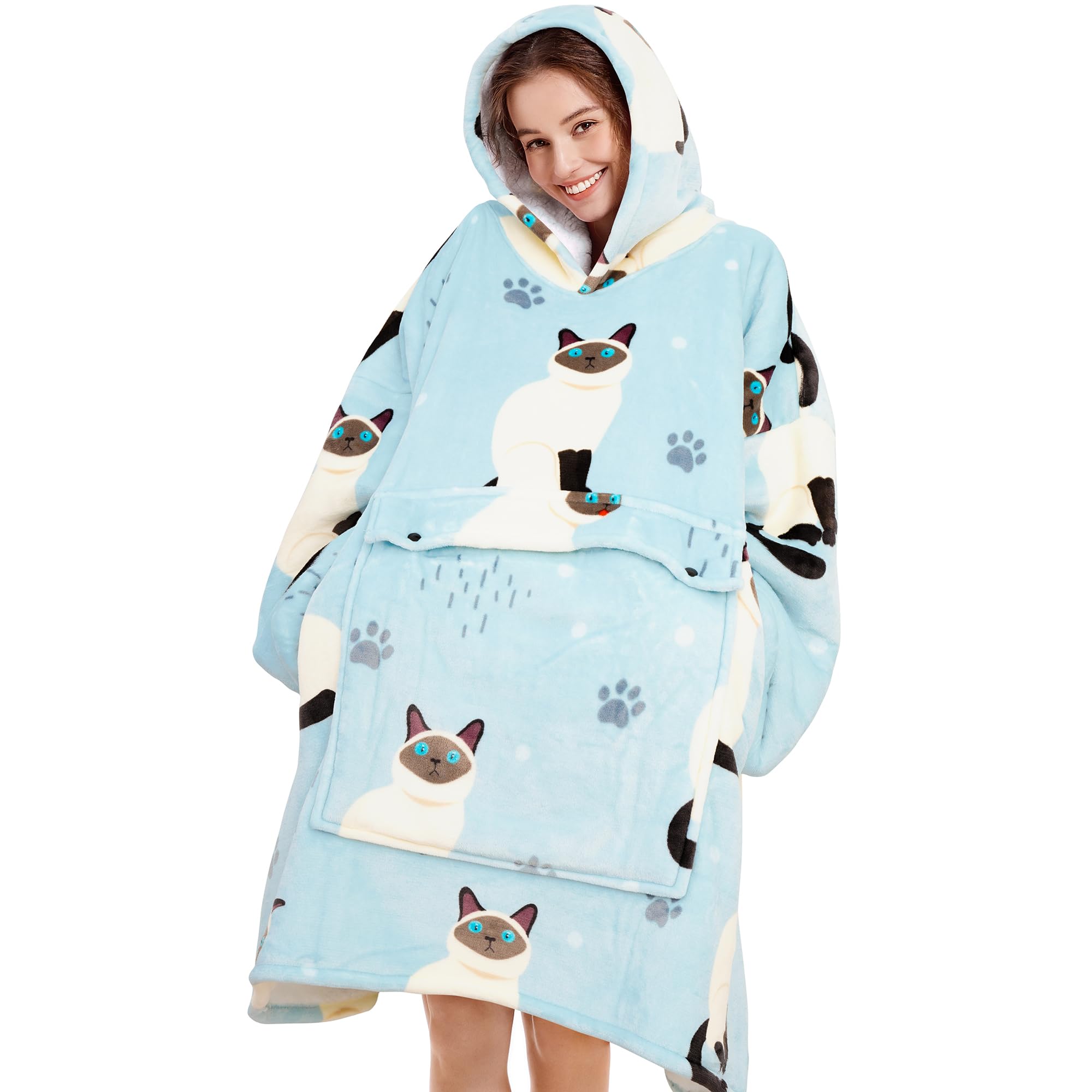 Narecte Cozy Oversized Blanket Hoodie Wearable Blanket Adults Soft Hooded Blanket Hoodie Birthday Gifts for Women Christmas
