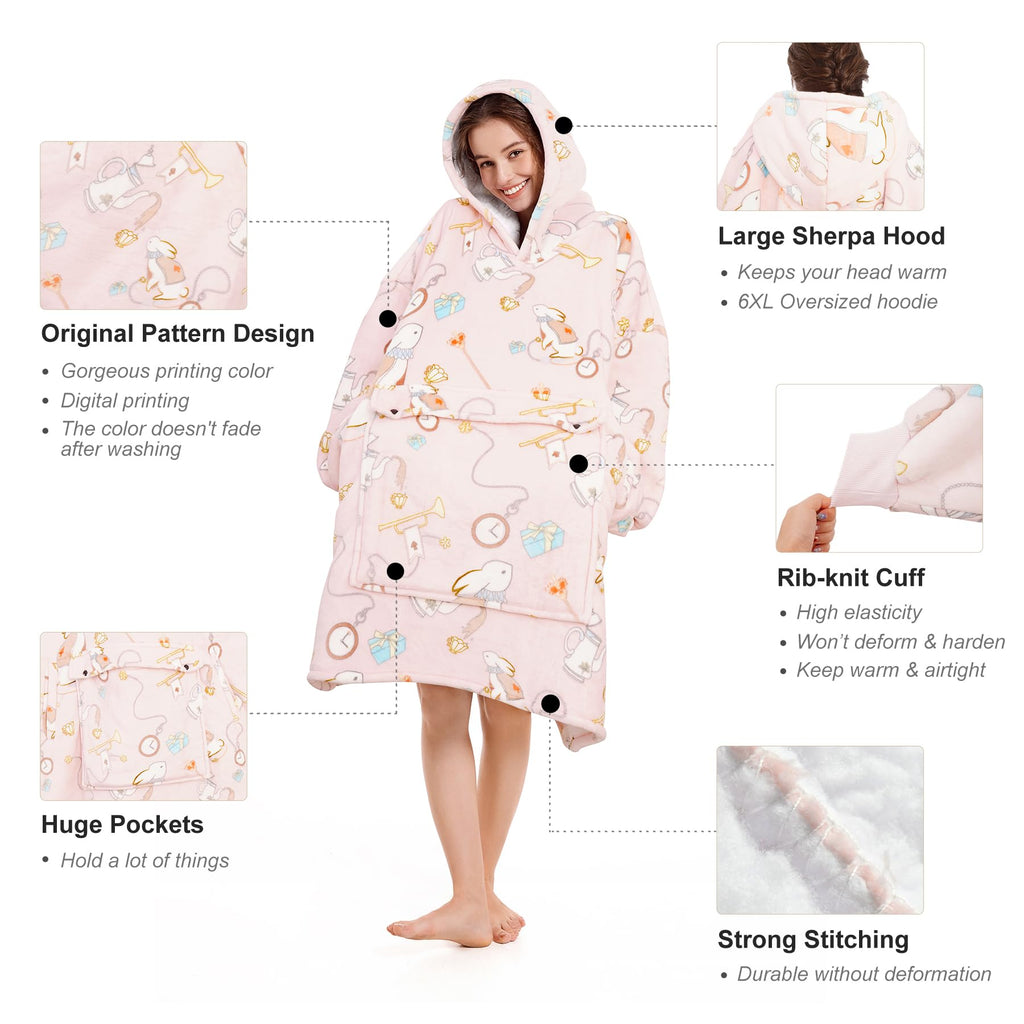 Narecte Cozy Oversized Blanket Hoodie Wearable Blanket Adults Soft Hooded Blanket Hoodie Birthday Gifts for Women Christmas