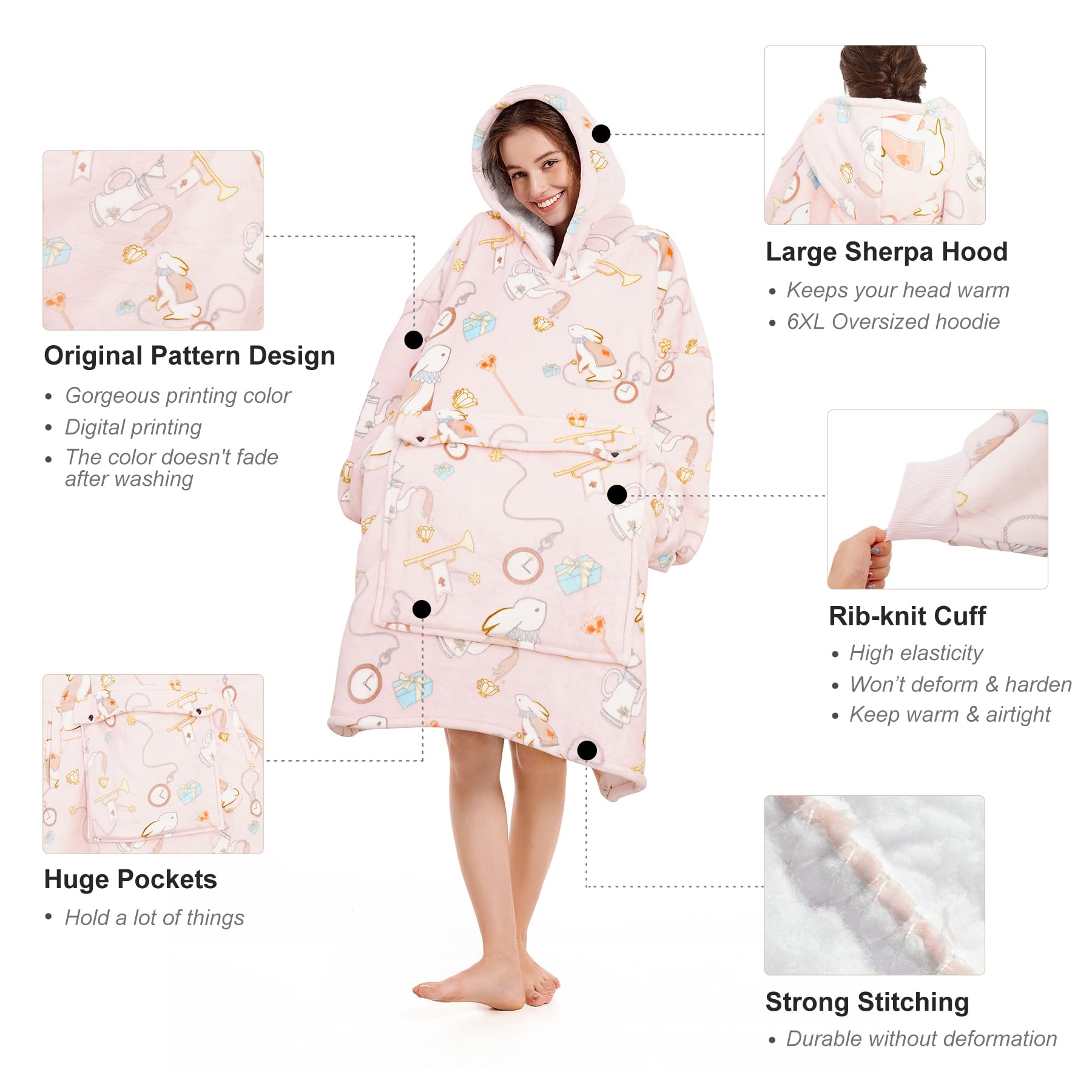 Narecte Cozy Oversized Blanket Hoodie Wearable Blanket Adults Soft Hooded Blanket Hoodie Birthday Gifts for Women Christmas