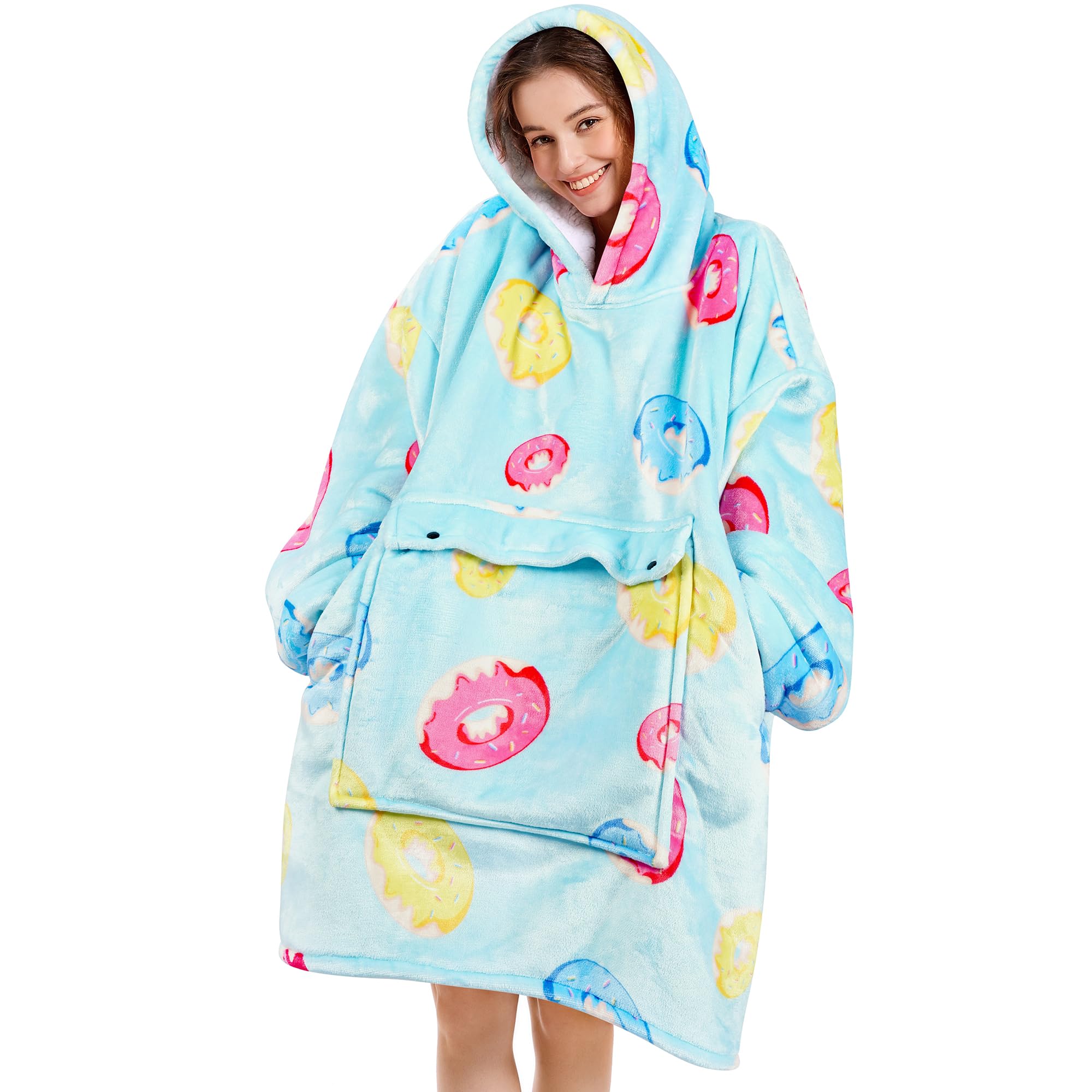 Narecte Cozy Oversized Blanket Hoodie Wearable Blanket Adults Soft Hooded Blanket Hoodie Birthday Gifts for Women Christmas