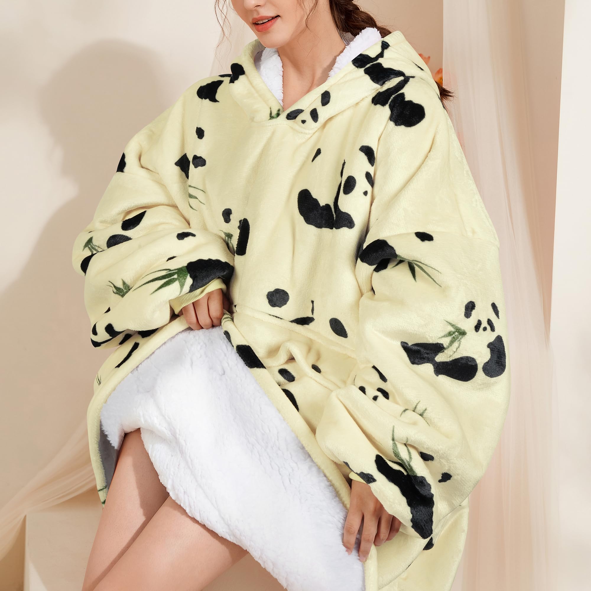 Narecte Cozy Oversized Blanket Hoodie Wearable Blanket Adults Soft Hooded Blanket Hoodie Birthday Gifts for Women Christmas