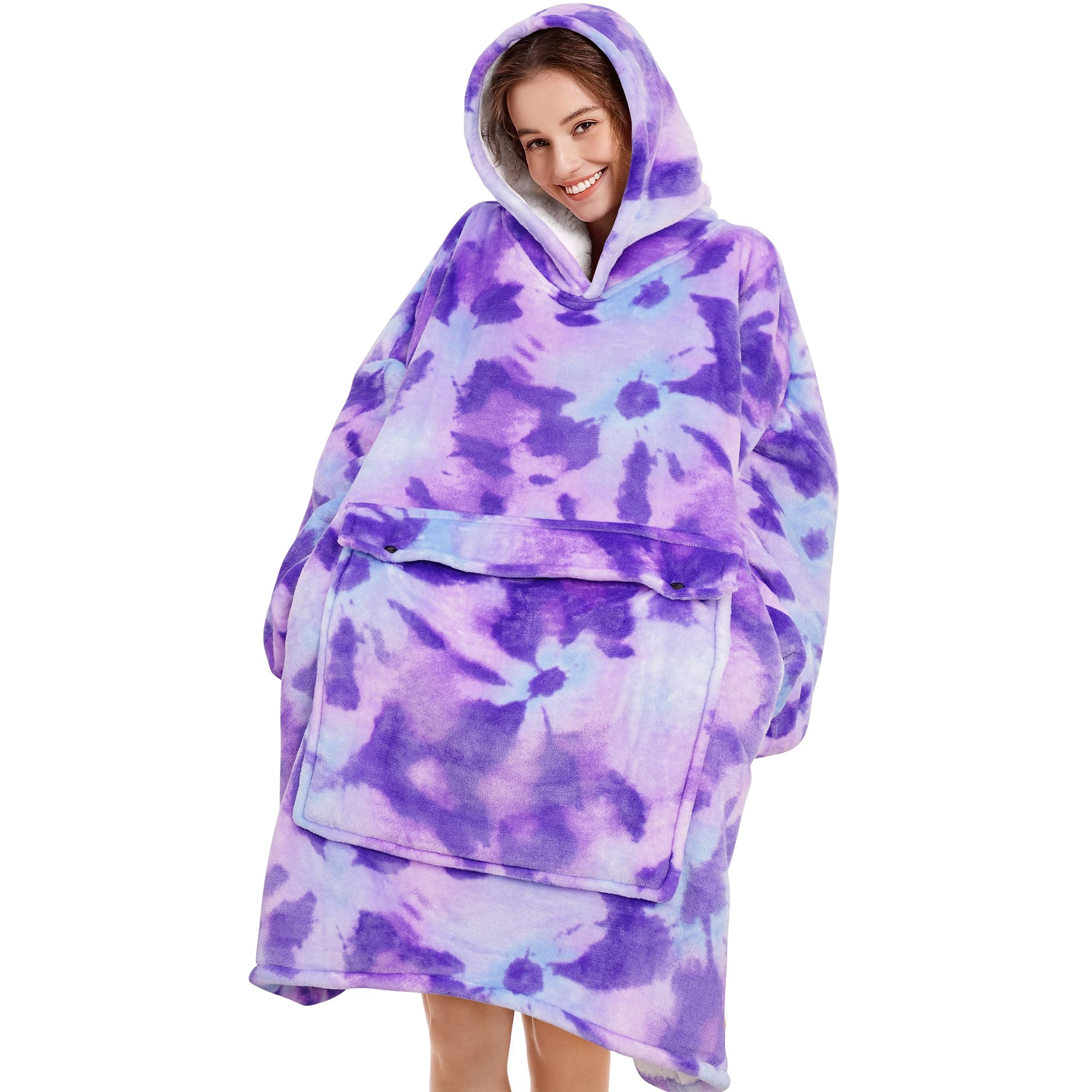 Narecte Cozy Oversized Blanket Hoodie Wearable Blanket Adults Soft Hooded Blanket Hoodie Birthday Gifts for Women Christmas