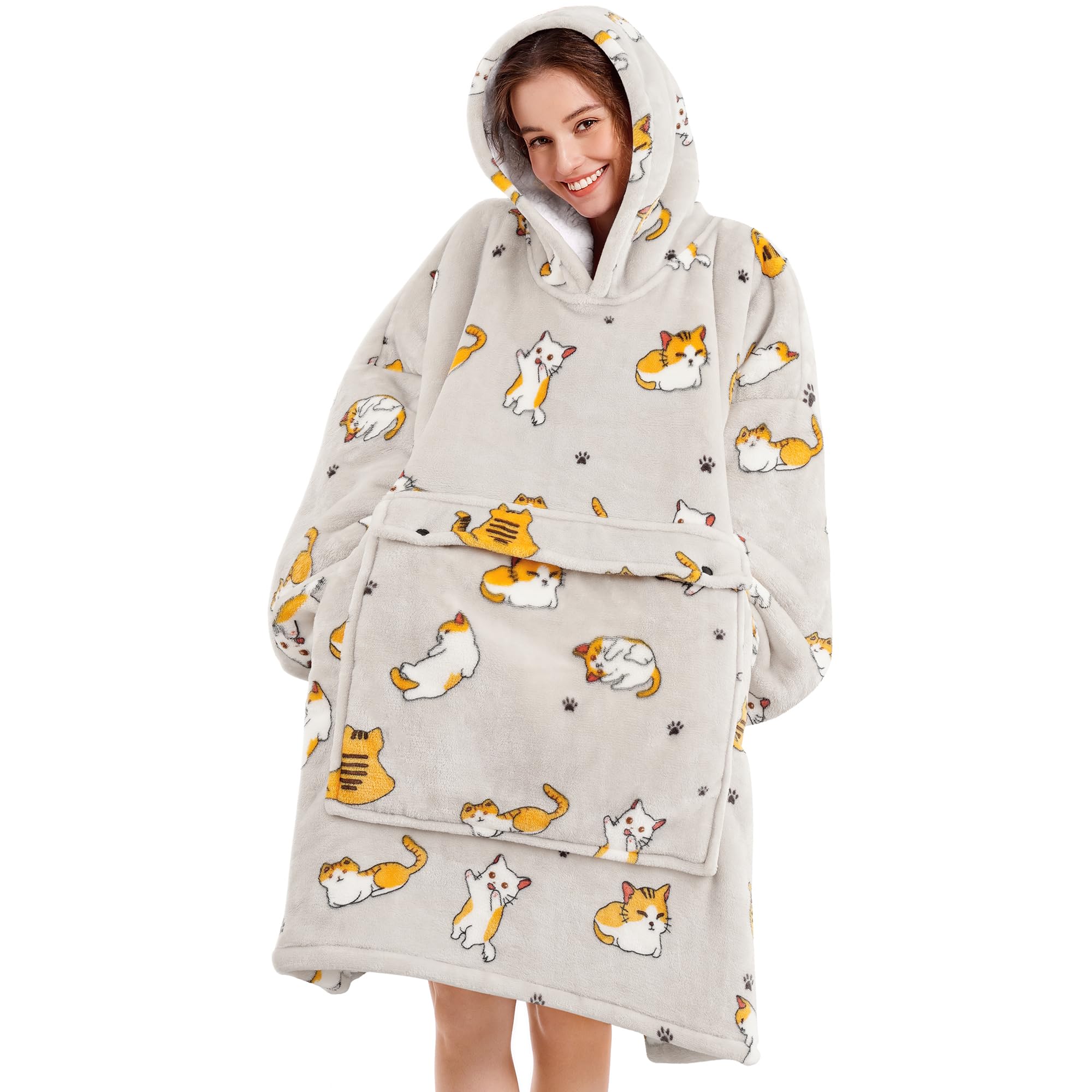 Narecte Cozy Oversized Blanket Hoodie Wearable Blanket Adults Soft Hooded Blanket Hoodie Birthday Gifts for Women Christmas