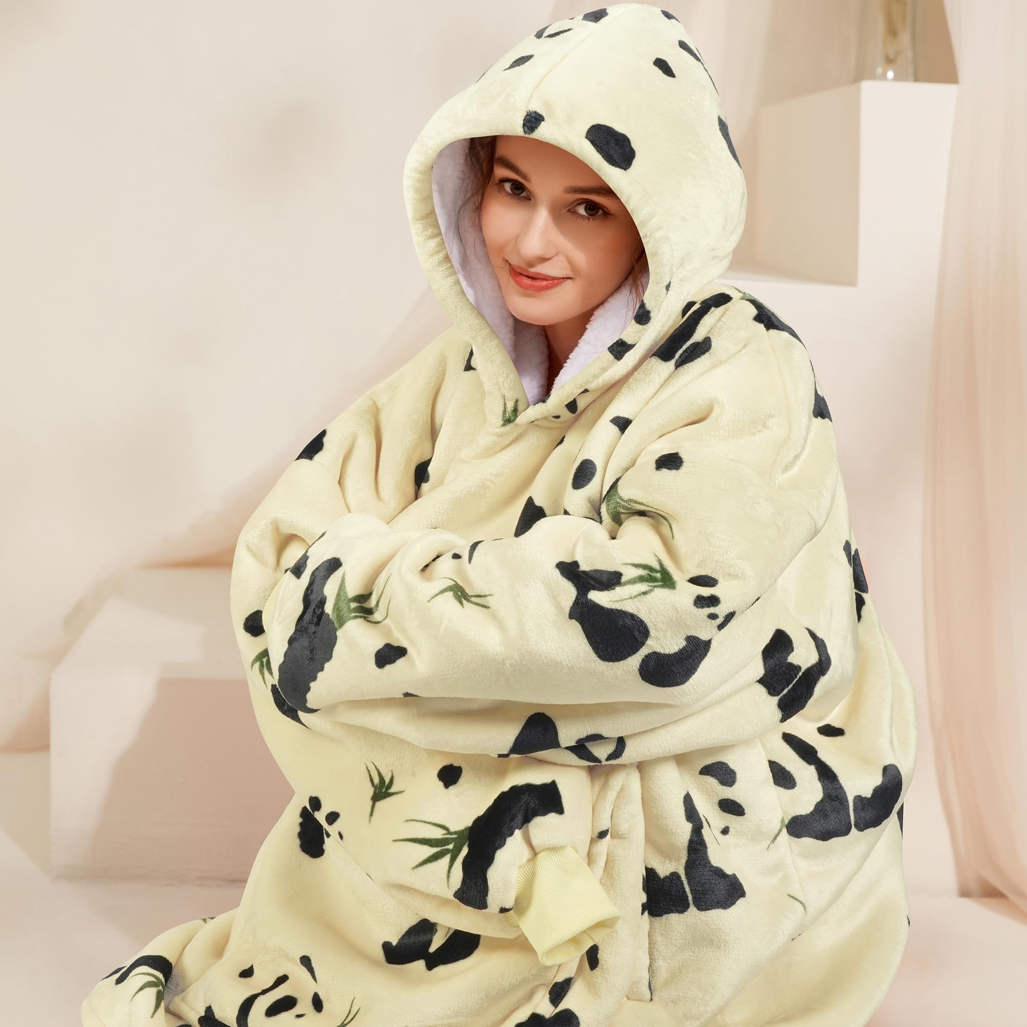 Narecte Cozy Oversized Blanket Hoodie Wearable Blanket Adults Soft Hooded Blanket Hoodie Birthday Gifts for Women Christmas