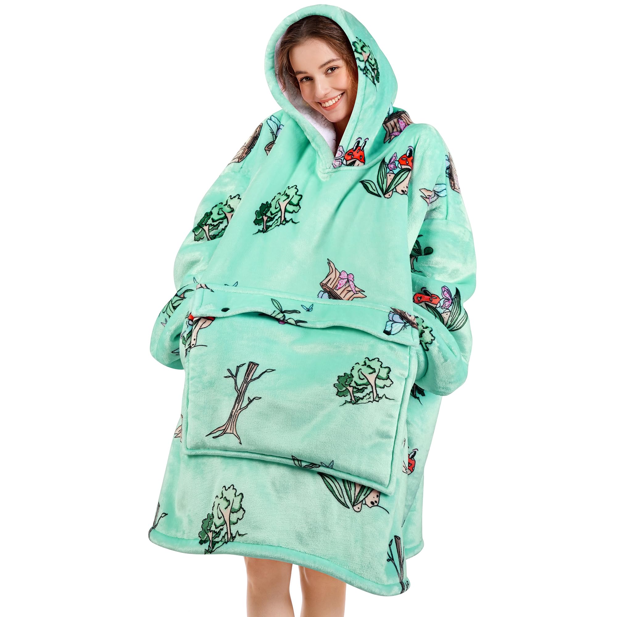 Narecte Cozy Oversized Blanket Hoodie Wearable Blanket Adults Soft Hooded Blanket Hoodie Birthday Gifts for Women Christmas
