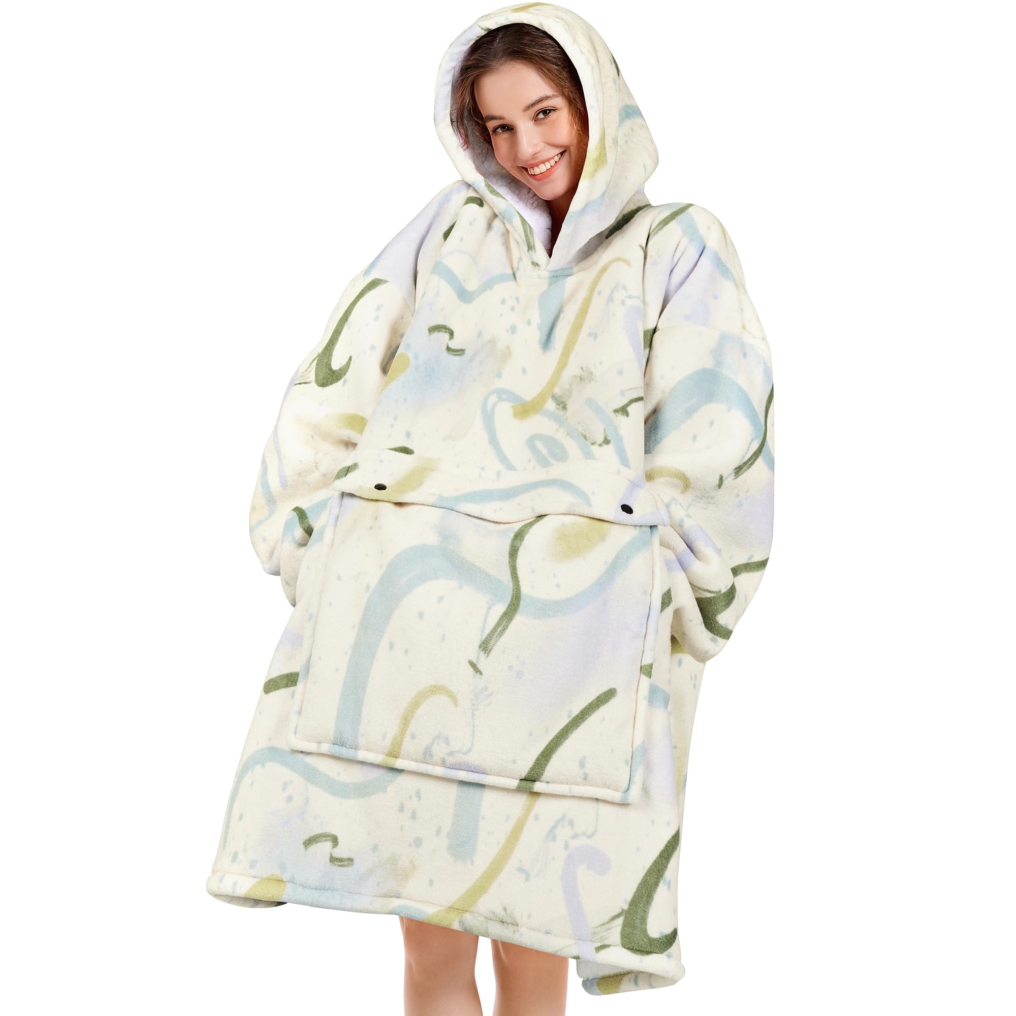 Narecte Cozy Oversized Blanket Hoodie Wearable Blanket Adults Soft Hooded Blanket Hoodie Birthday Gifts for Women Christmas