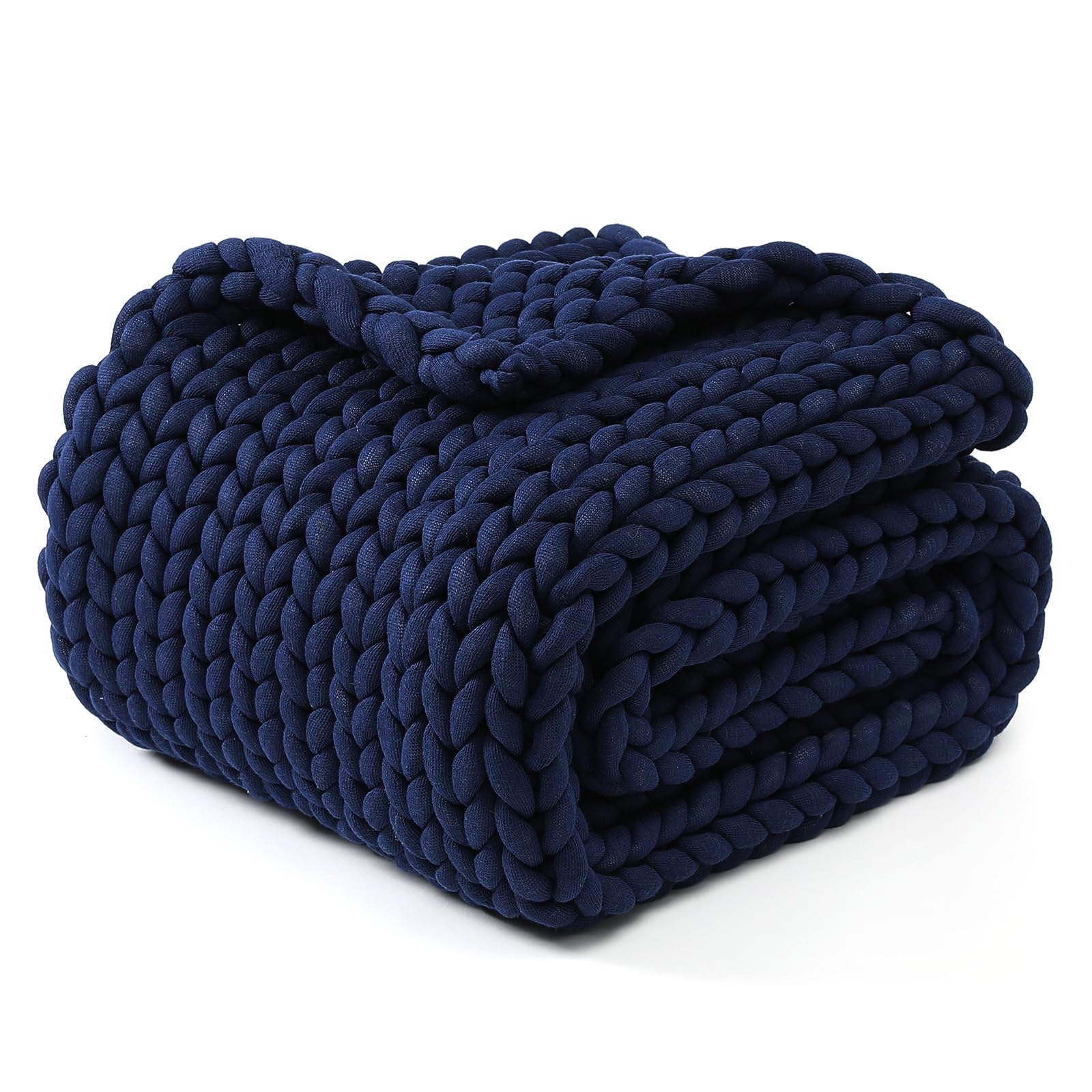 YnM Chunky Throw Blanket, Medium-Weight, Hand Knitted, Skin Friendly, Ventilated and Breathable, Machine Washable, Home Décor Piece for Couch, Sofa and Bed (Atlantis Blue, 40x50 Inch)