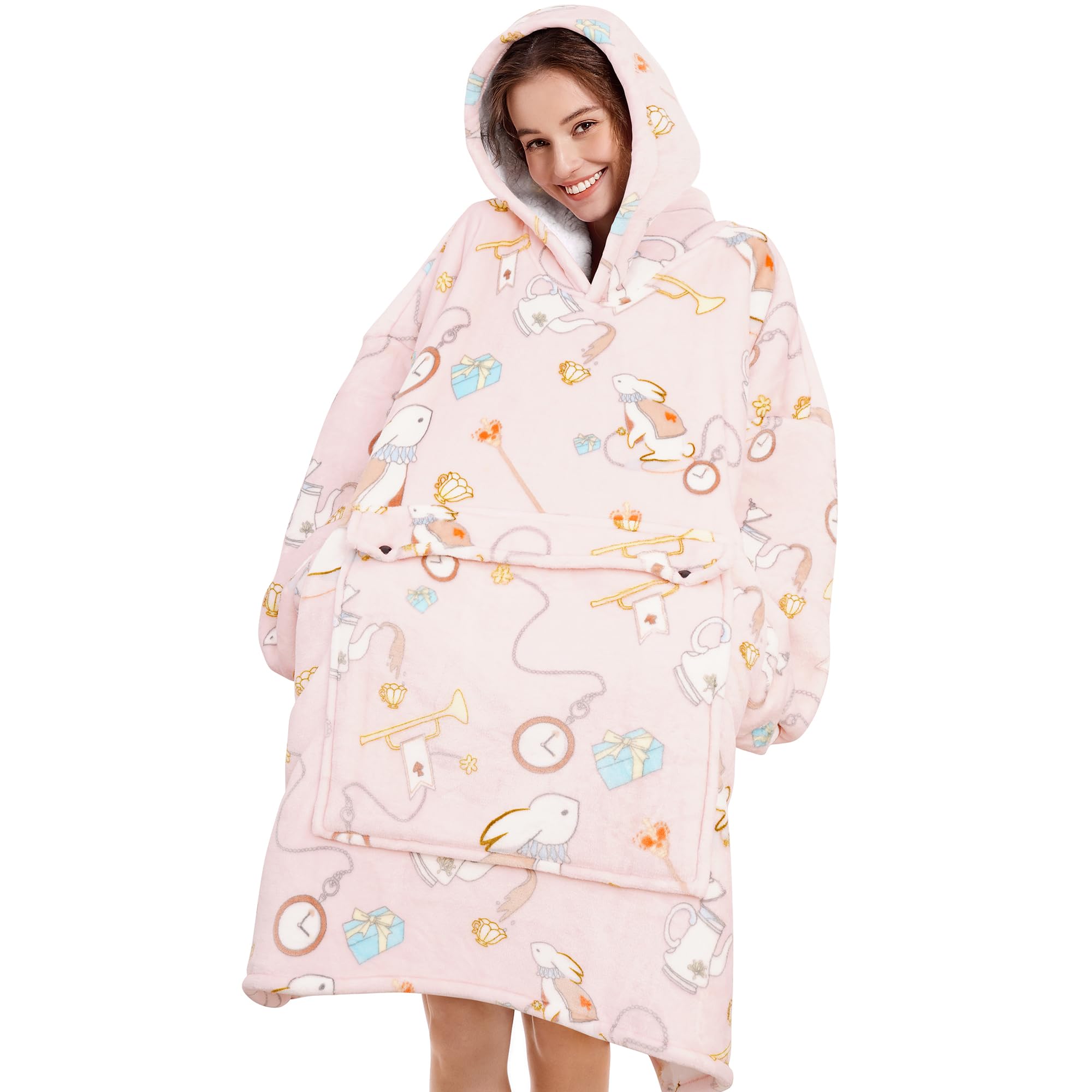Narecte Cozy Oversized Blanket Hoodie Wearable Blanket Adults Soft Hooded Blanket Hoodie Birthday Gifts for Women Christmas