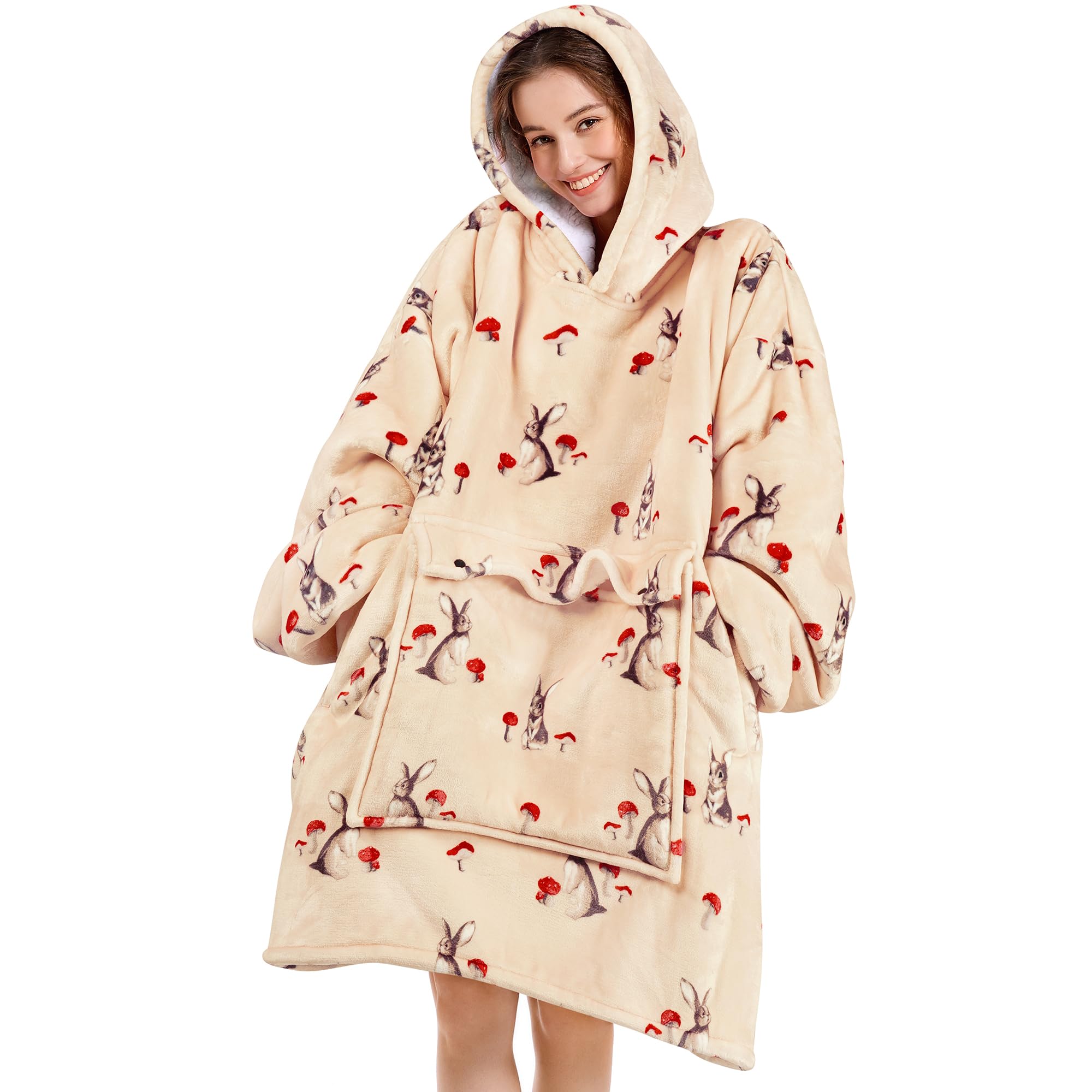 Narecte Cozy Oversized Blanket Hoodie Wearable Blanket Adults Soft Hooded Blanket Hoodie Birthday Gifts for Women Christmas