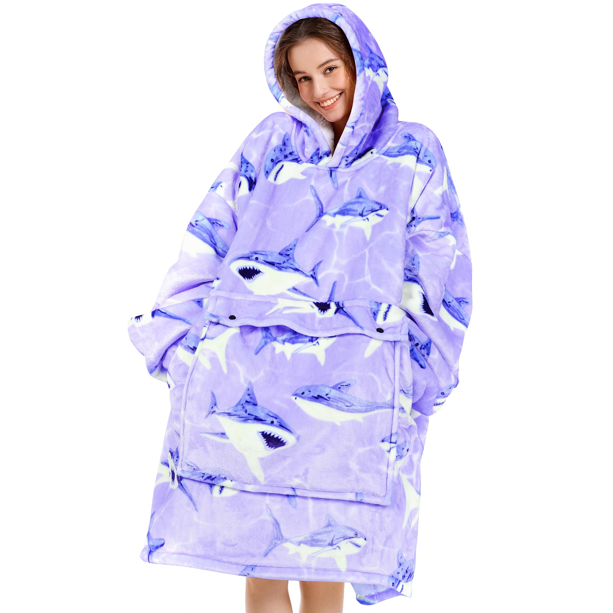 Narecte Cozy Oversized Blanket Hoodie Wearable Blanket Adults Soft Hooded Blanket Hoodie Birthday Gifts for Women Christmas