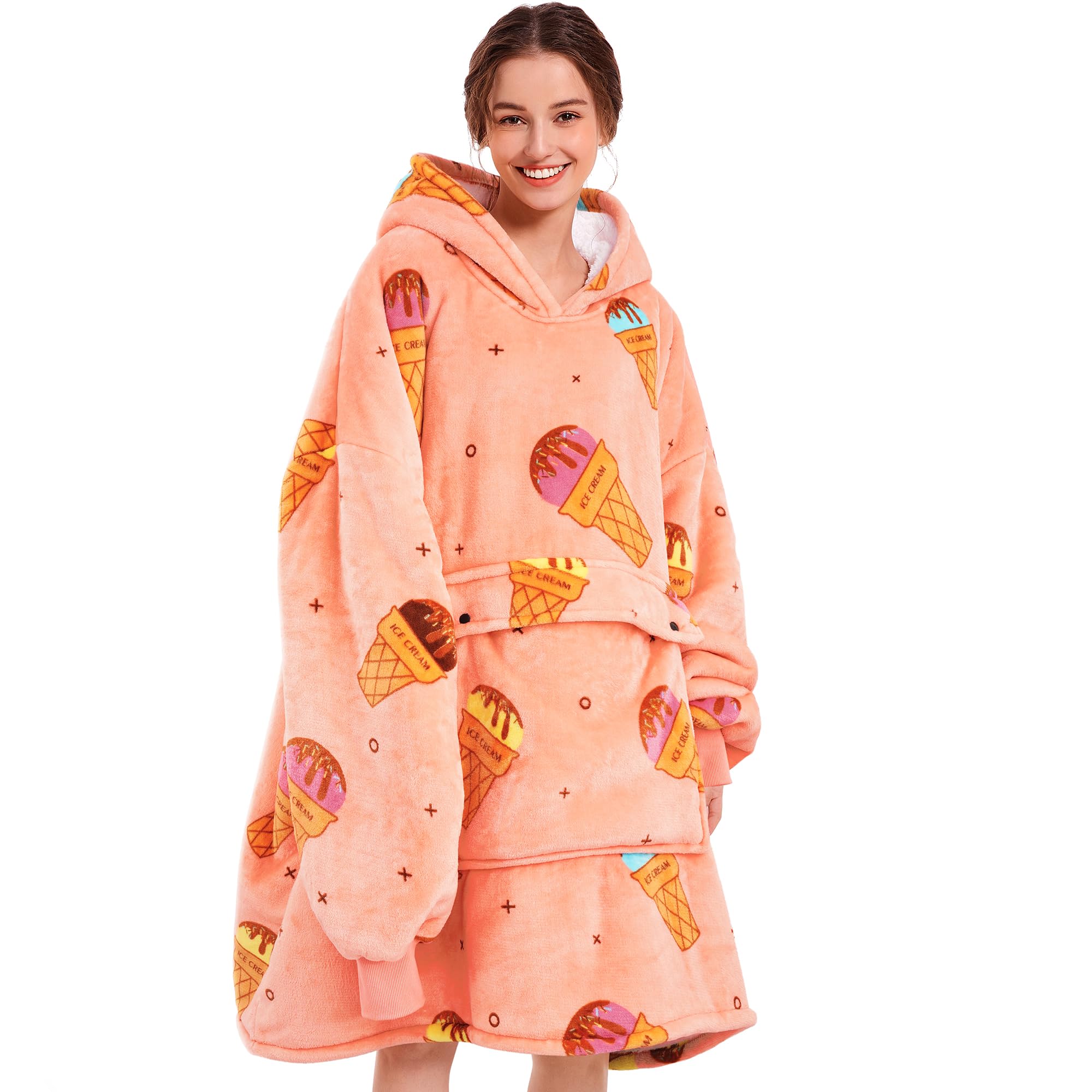 Narecte Cozy Oversized Blanket Hoodie Wearable Blanket Adults Soft Hooded Blanket Hoodie Birthday Gifts for Women Christmas