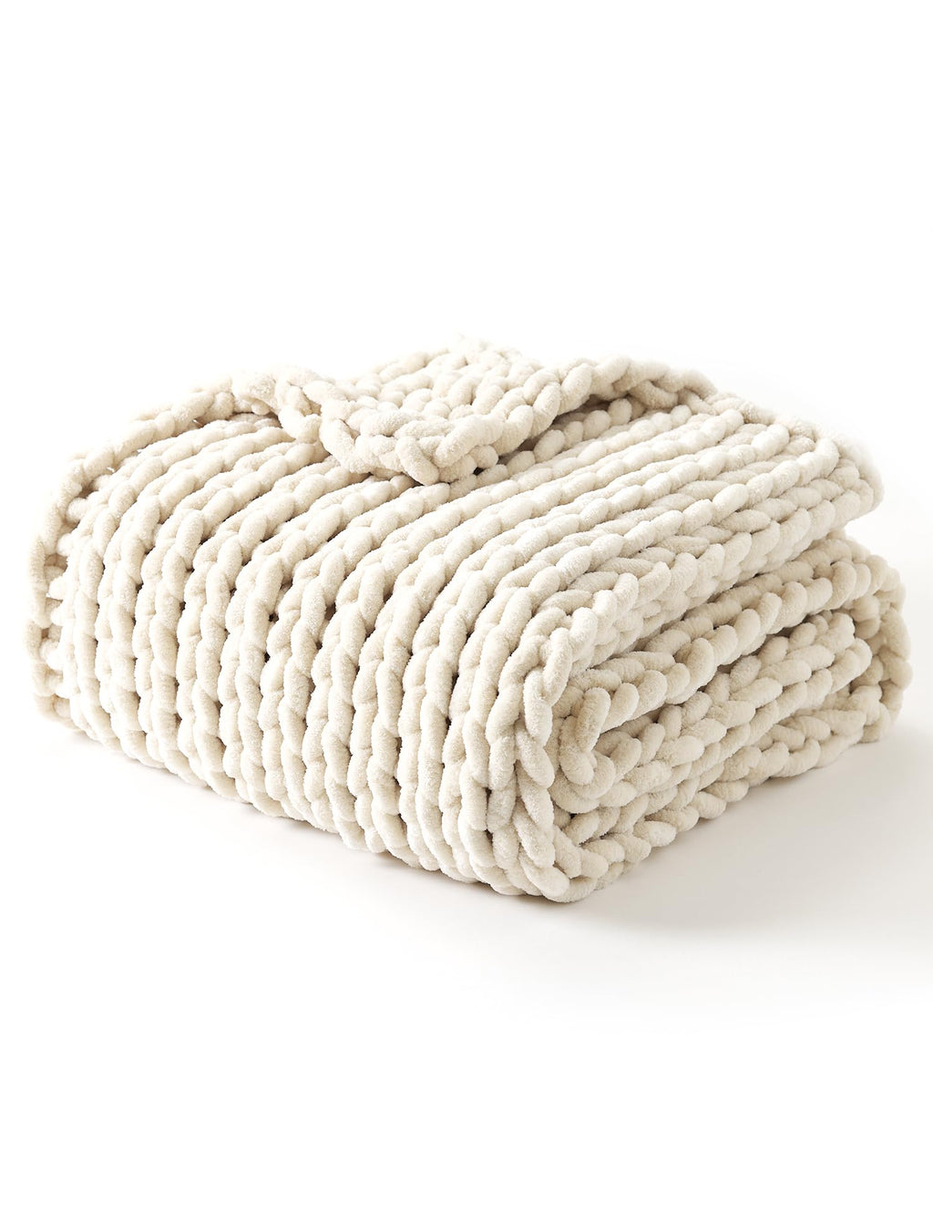 YnM Chunky Throw Blanket, Medium-Weight, Hand Knitted, Skin Friendly, Ventilated and Breathable, Machine Washable, Home Décor Piece for Couch, Sofa and Bed (Atlantis Blue, 40x50 Inch)