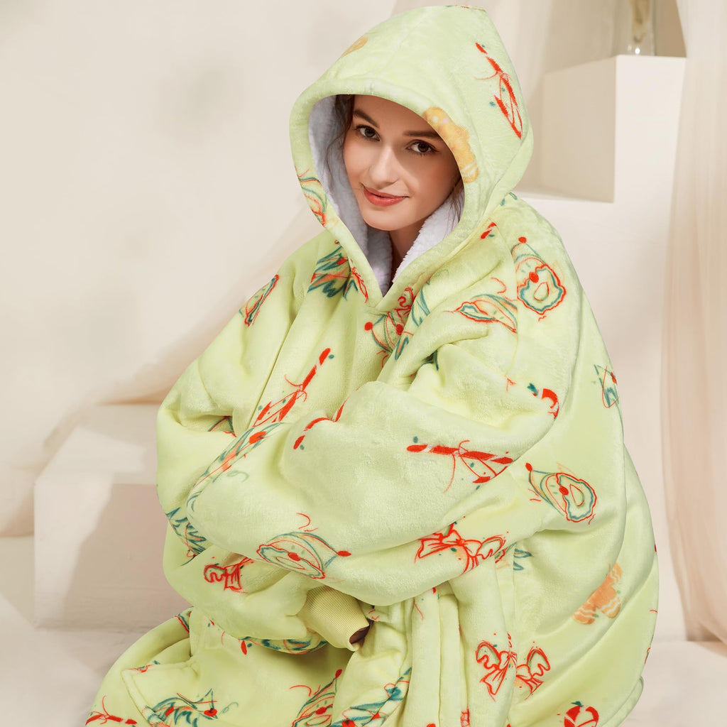 Narecte Cozy Oversized Blanket Hoodie Wearable Blanket Adults Soft Hooded Blanket Hoodie Birthday Gifts for Women Christmas