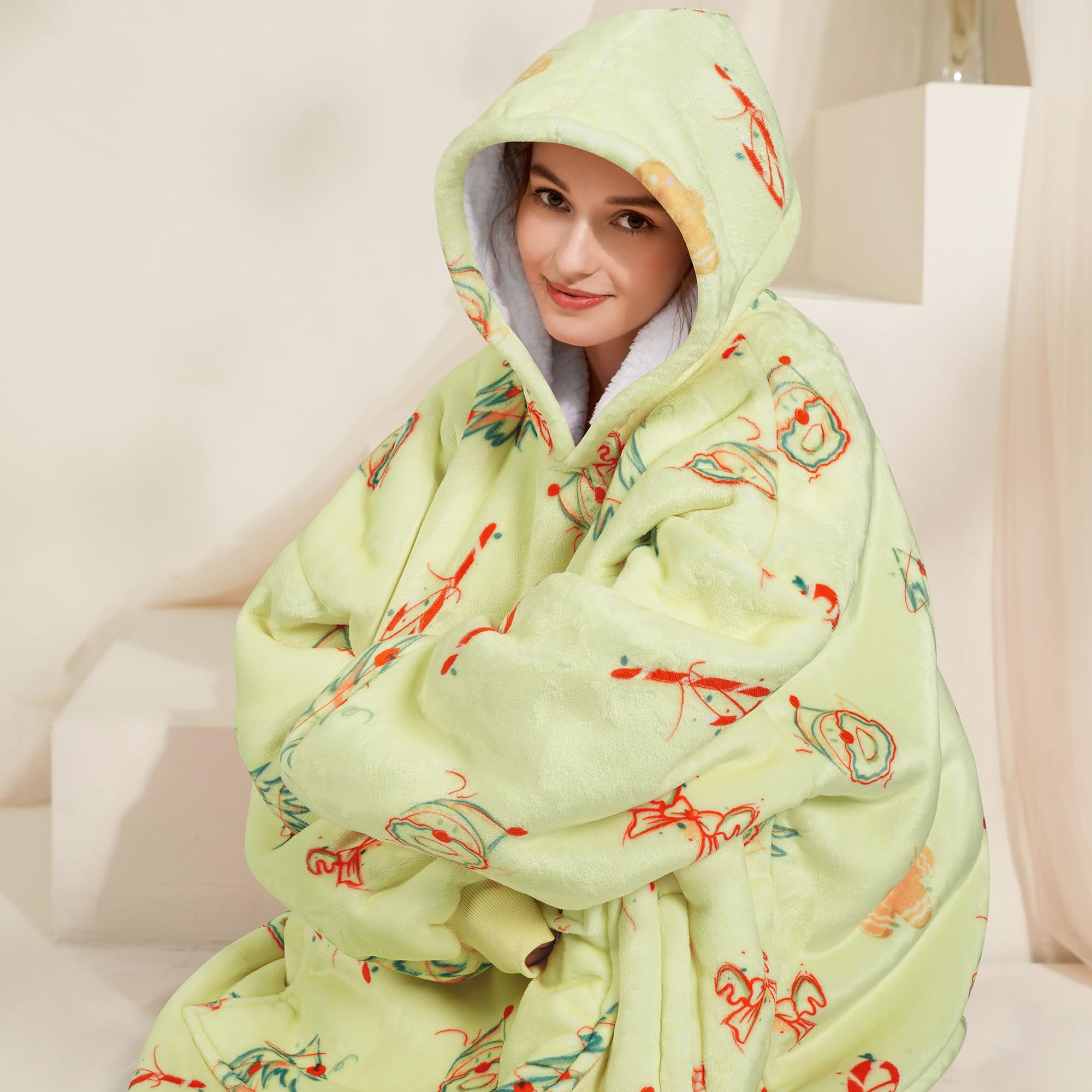 Narecte Cozy Oversized Blanket Hoodie Wearable Blanket Adults Soft Hooded Blanket Hoodie Birthday Gifts for Women Christmas