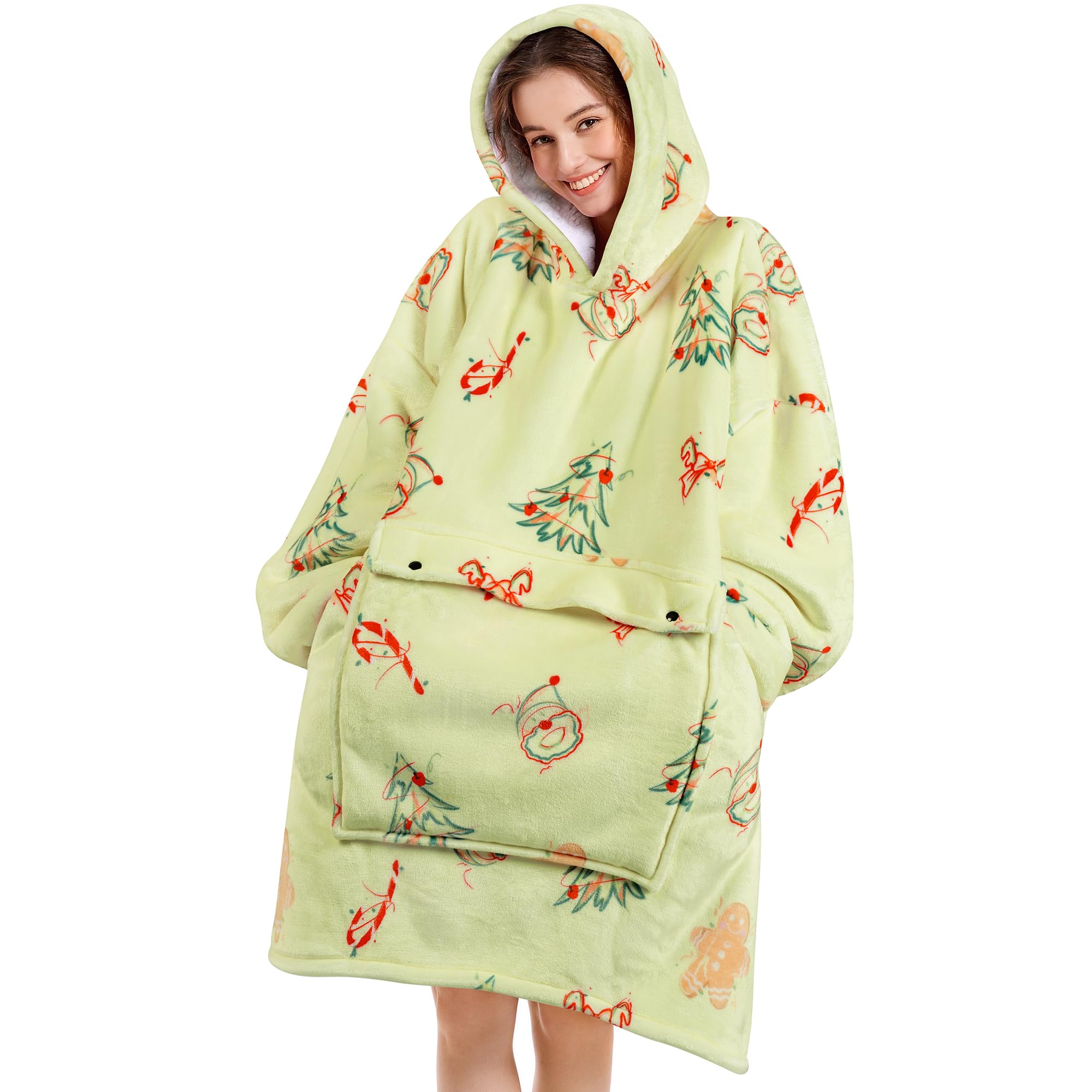 Narecte Cozy Oversized Blanket Hoodie Wearable Blanket Adults Soft Hooded Blanket Hoodie Birthday Gifts for Women Christmas