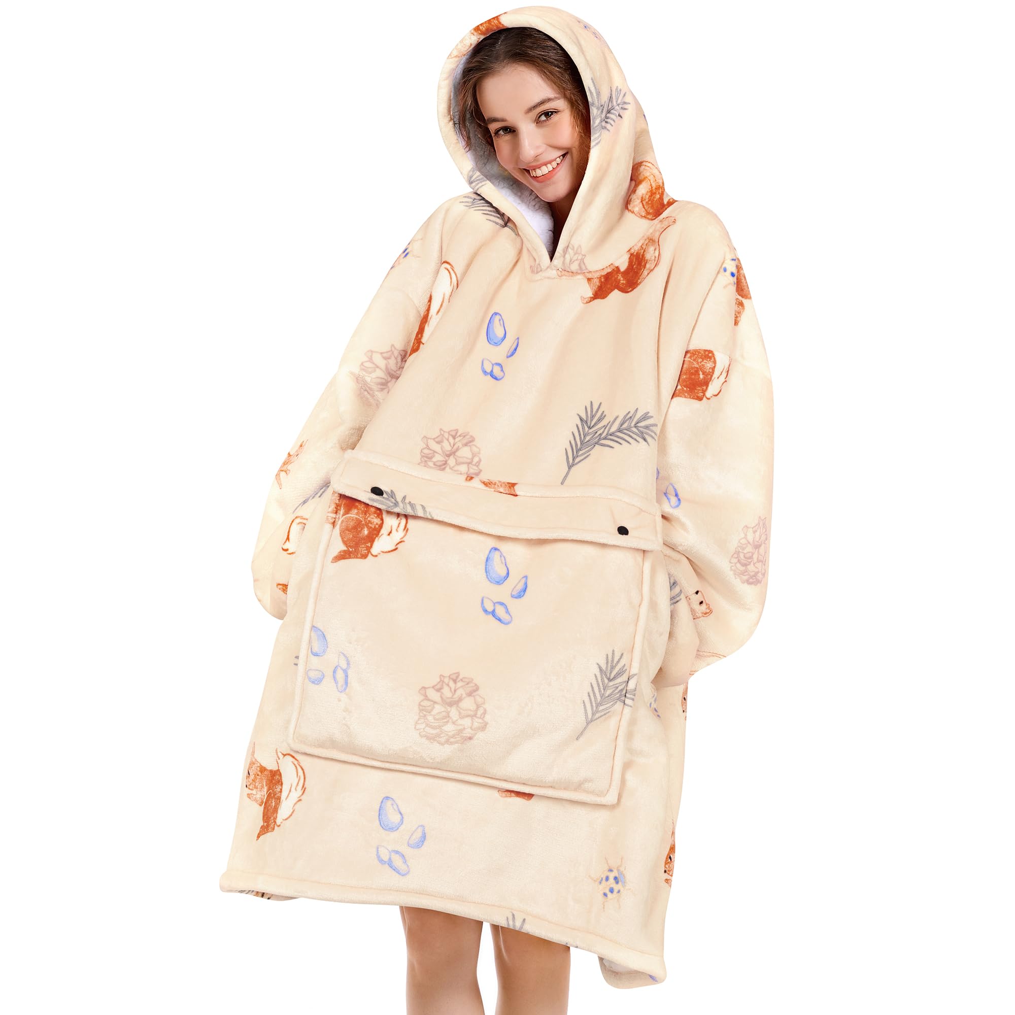 Narecte Cozy Oversized Blanket Hoodie Wearable Blanket Adults Soft Hooded Blanket Hoodie Birthday Gifts for Women Christmas