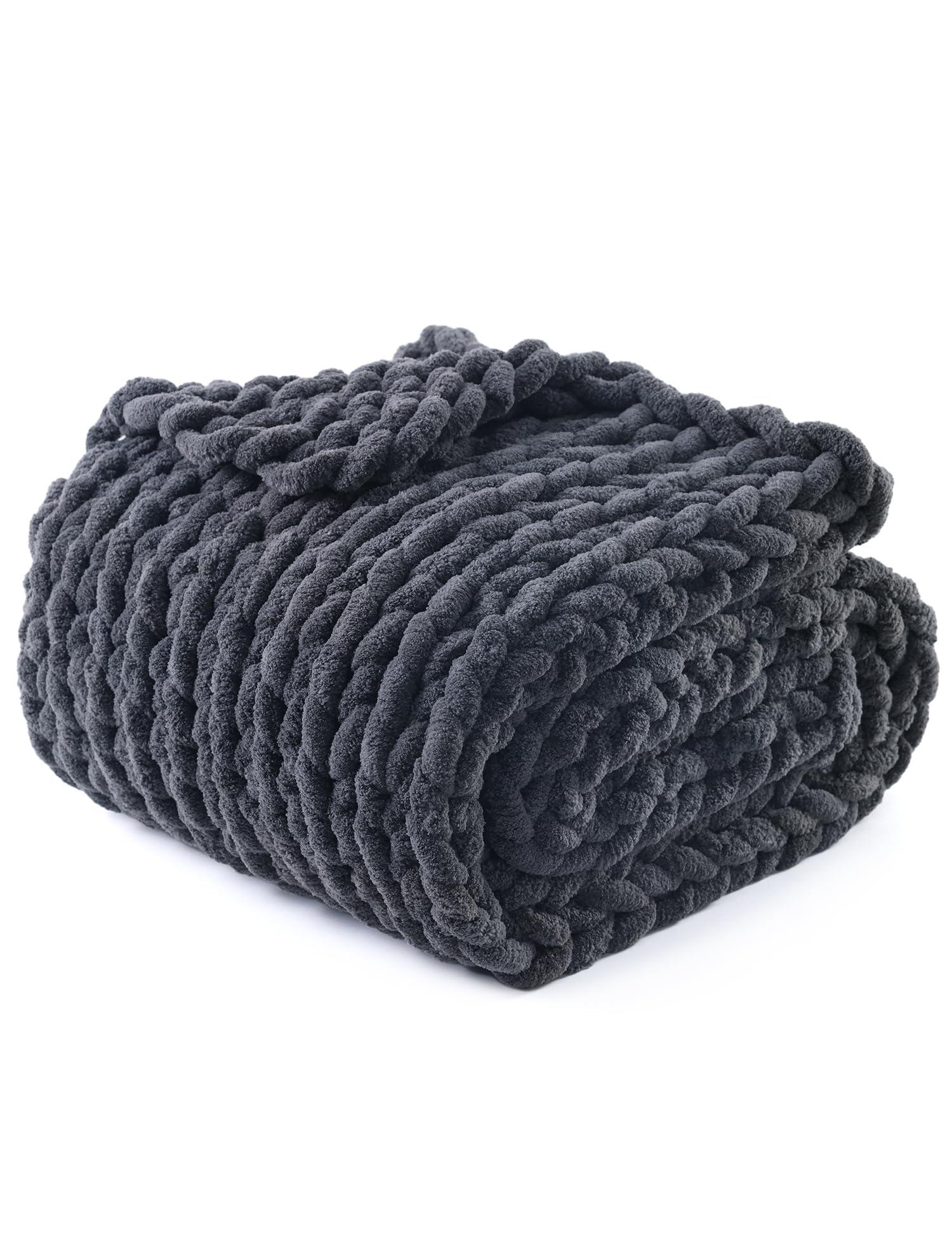 YnM Chunky Throw Blanket, Medium-Weight, Hand Knitted, Skin Friendly, Ventilated and Breathable, Machine Washable, Home Décor Piece for Couch, Sofa and Bed (Atlantis Blue, 40x50 Inch)