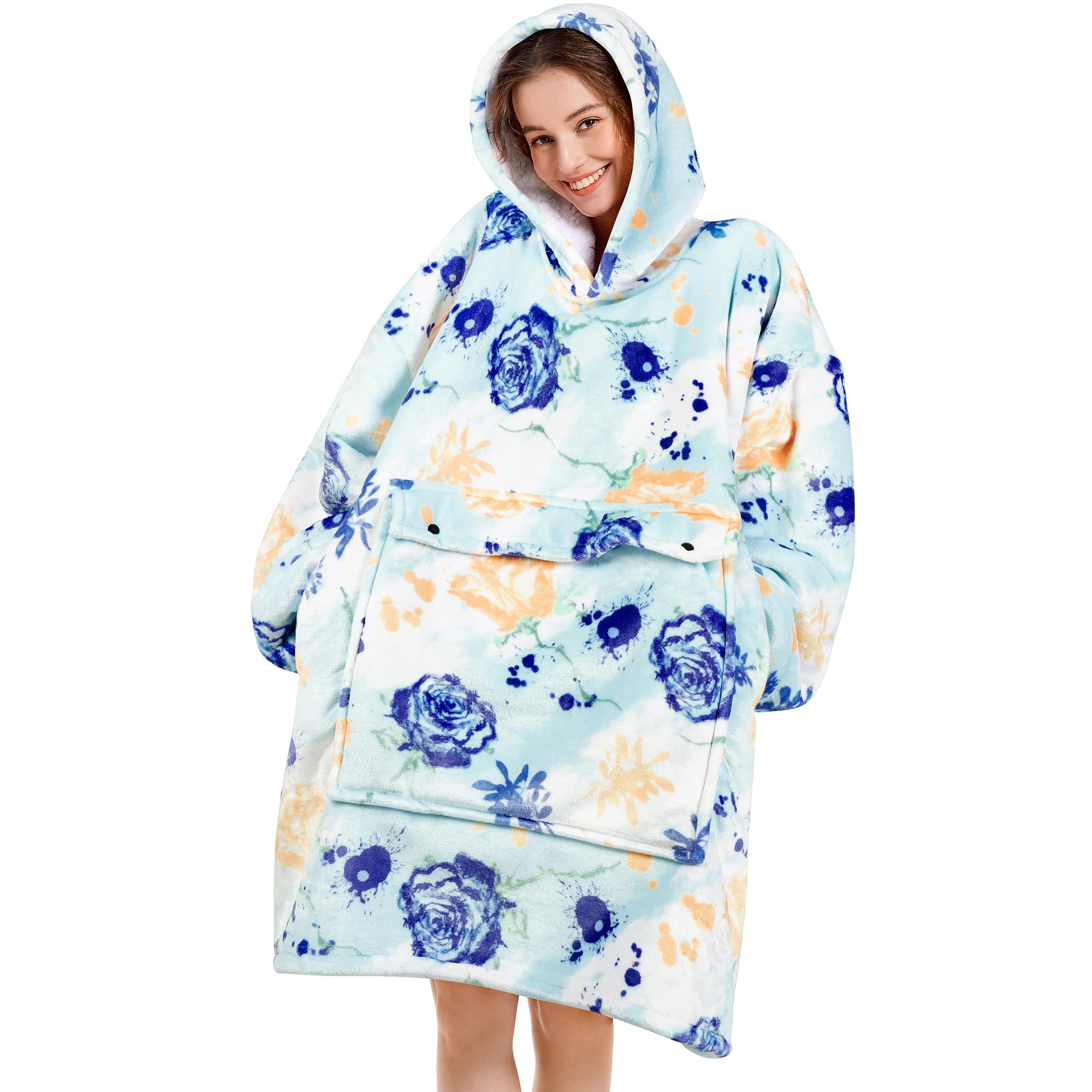 Narecte Cozy Oversized Blanket Hoodie Wearable Blanket Adults Soft Hooded Blanket Hoodie Birthday Gifts for Women Christmas