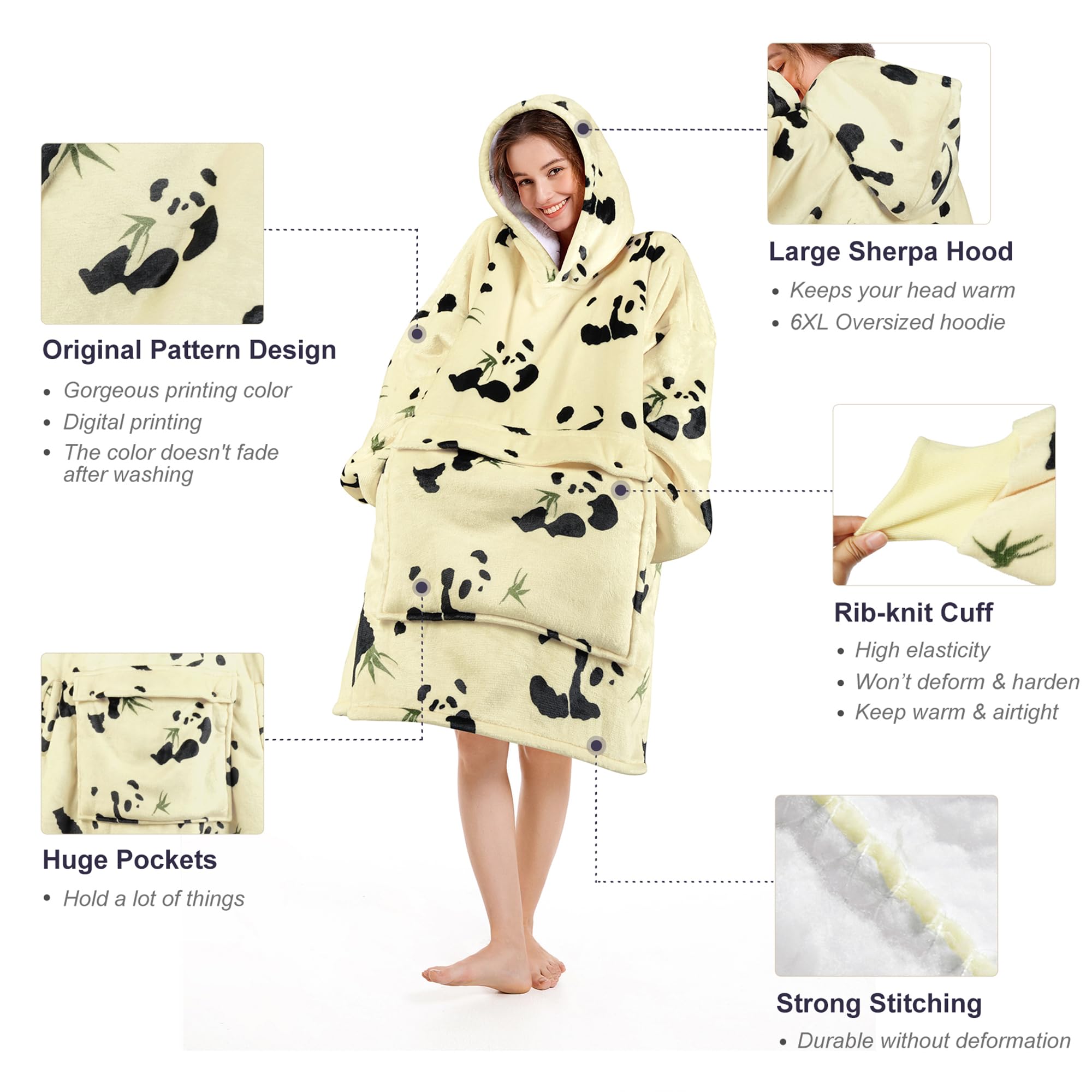 Narecte Cozy Oversized Blanket Hoodie Wearable Blanket Adults Soft Hooded Blanket Hoodie Birthday Gifts for Women Christmas