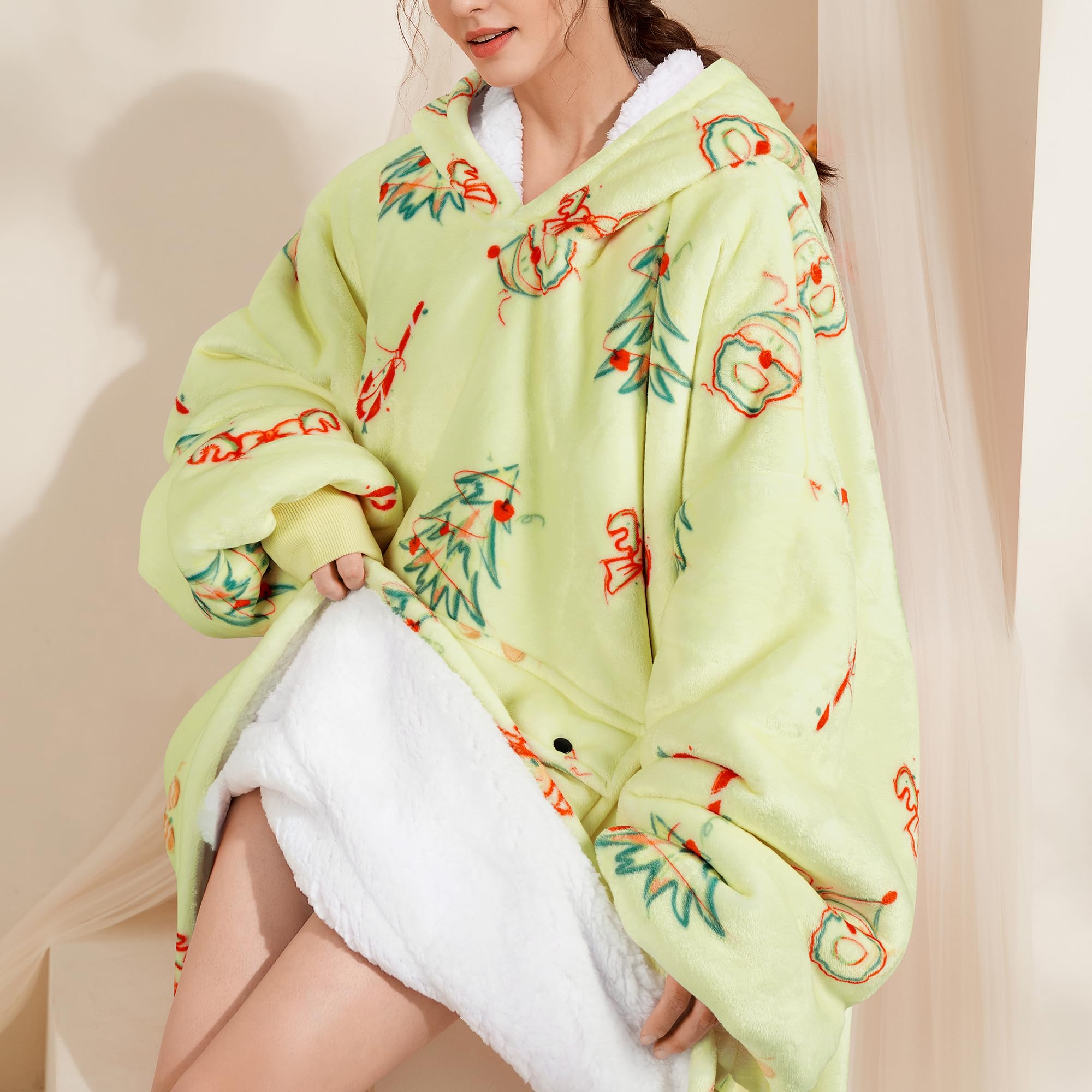 Narecte Cozy Oversized Blanket Hoodie Wearable Blanket Adults Soft Hooded Blanket Hoodie Birthday Gifts for Women Christmas