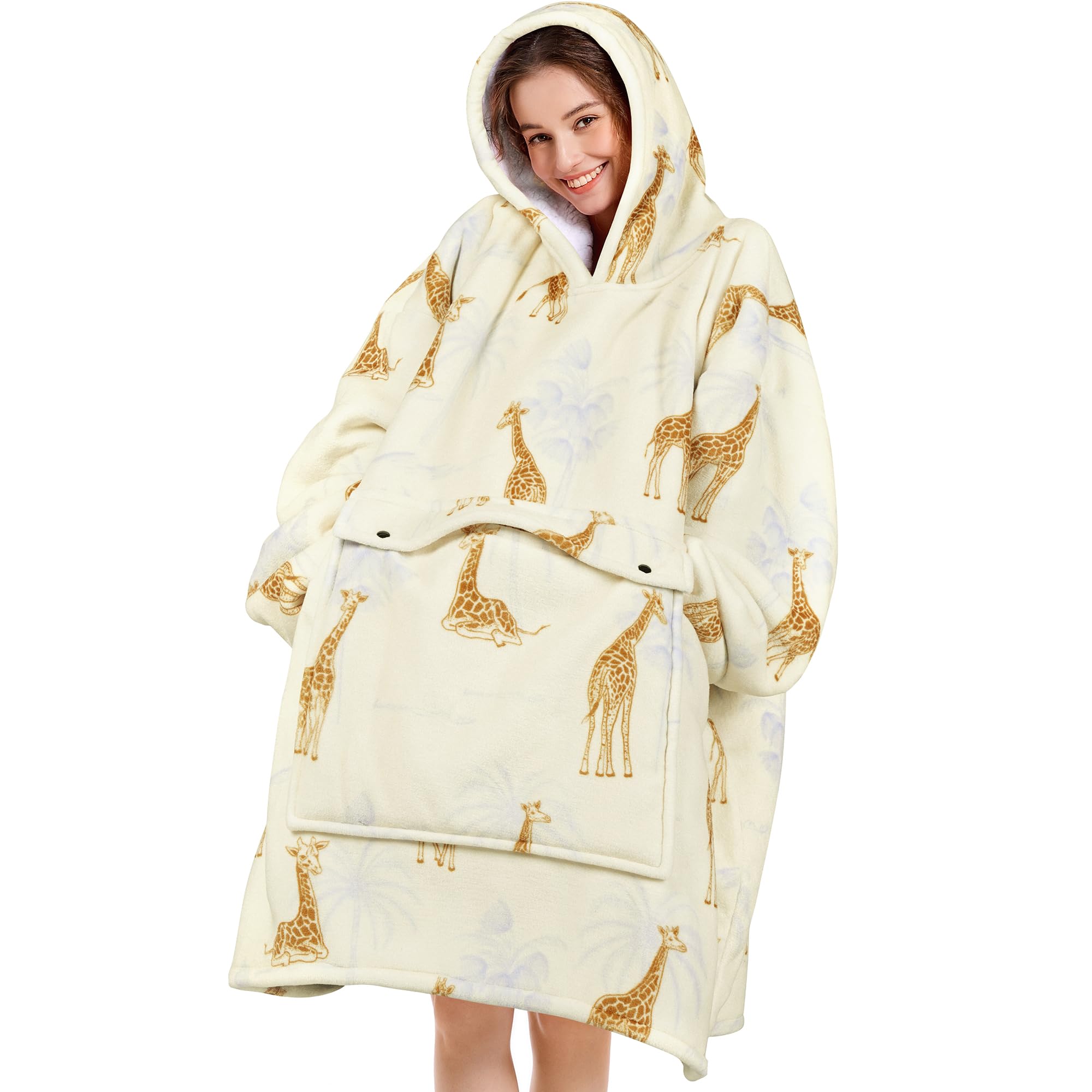 Narecte Cozy Oversized Blanket Hoodie Wearable Blanket Adults Soft Hooded Blanket Hoodie Birthday Gifts for Women Christmas