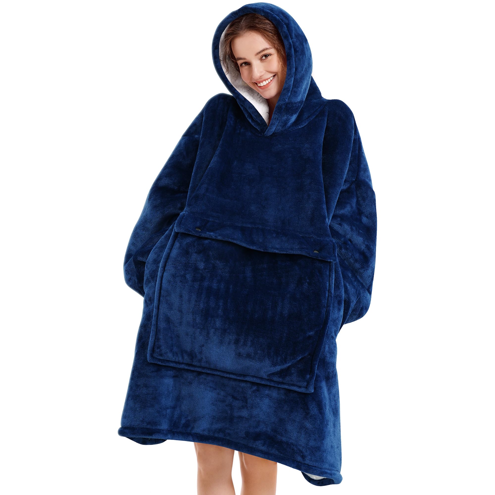 Narecte Cozy Oversized Blanket Hoodie Wearable Blanket Adults Soft Hooded Blanket Hoodie Birthday Gifts for Women Christmas
