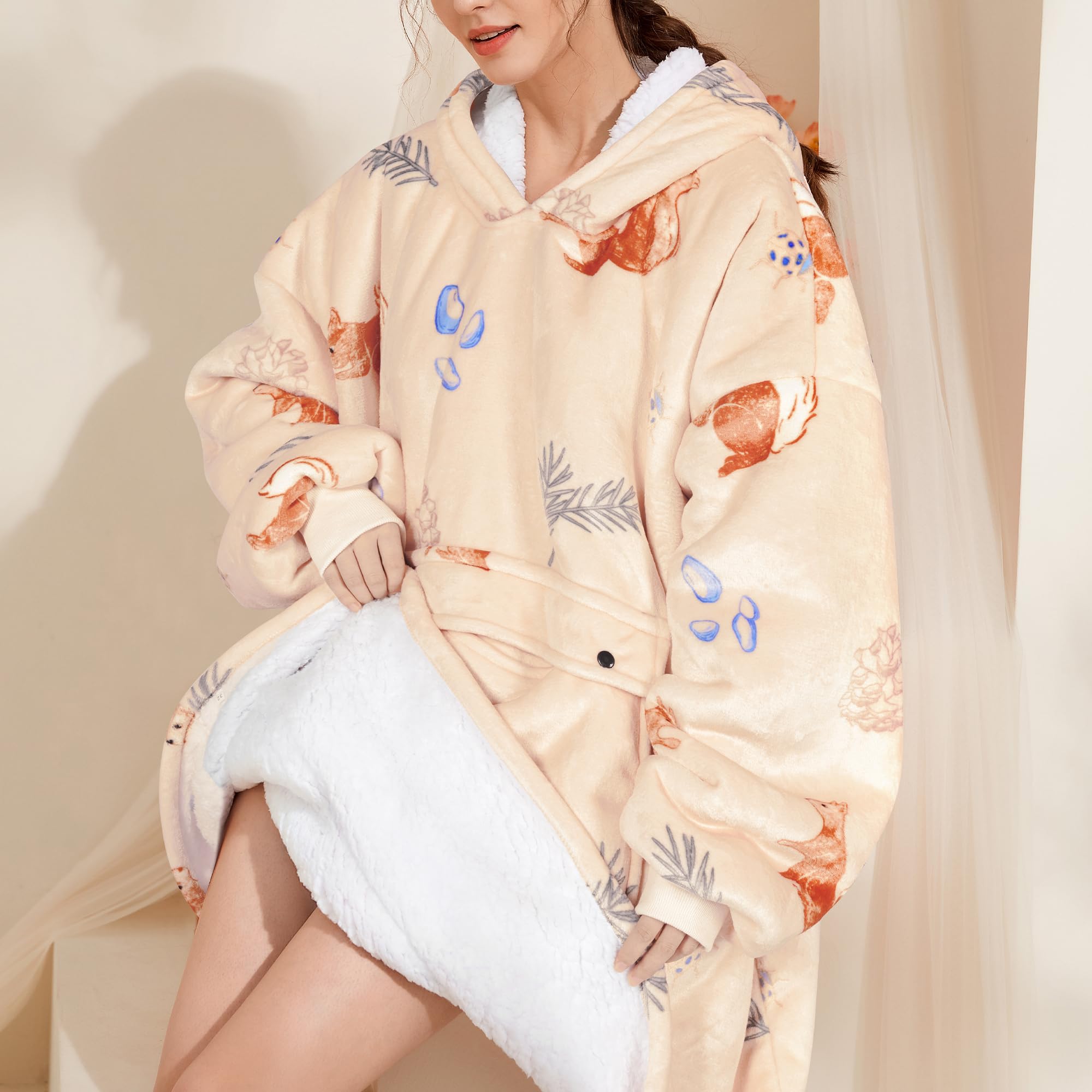 Narecte Cozy Oversized Blanket Hoodie Wearable Blanket Adults Soft Hooded Blanket Hoodie Birthday Gifts for Women Christmas