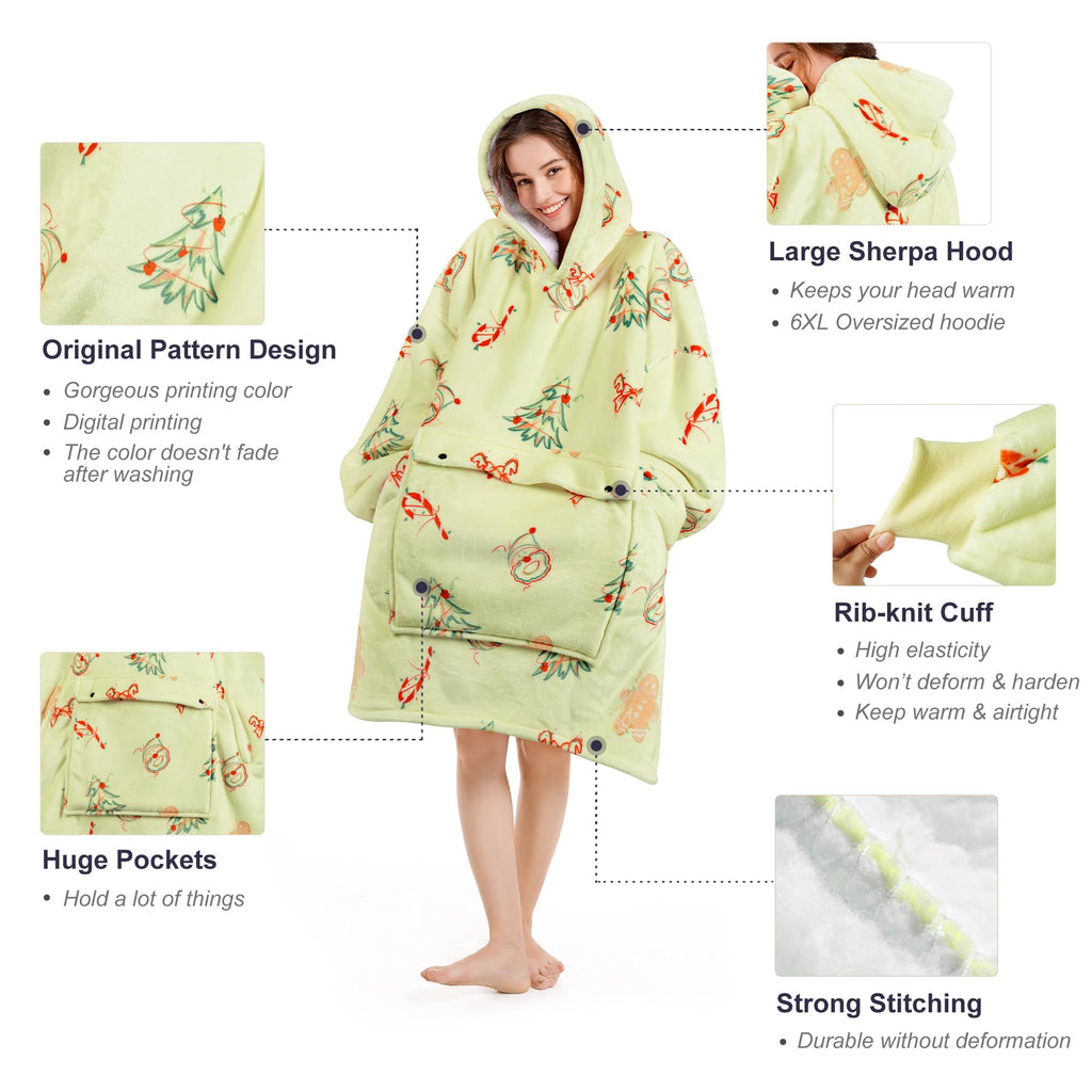 Narecte Cozy Oversized Blanket Hoodie Wearable Blanket Adults Soft Hooded Blanket Hoodie Birthday Gifts for Women Christmas