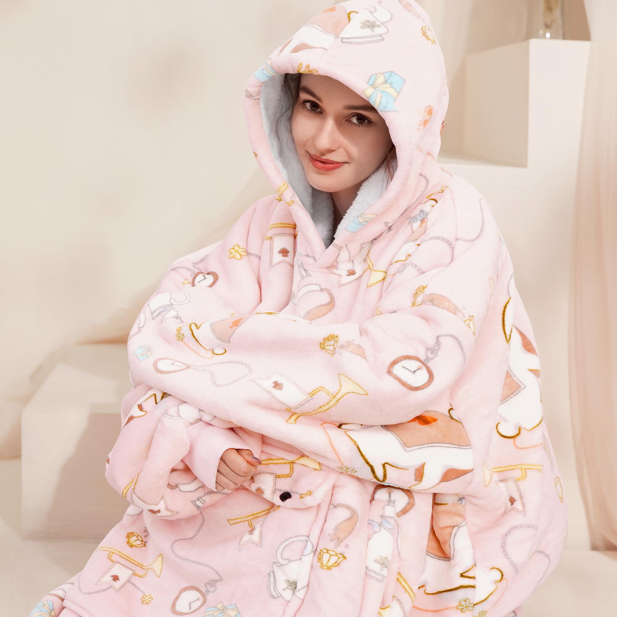 Narecte Cozy Oversized Blanket Hoodie Wearable Blanket Adults Soft Hooded Blanket Hoodie Birthday Gifts for Women Christmas