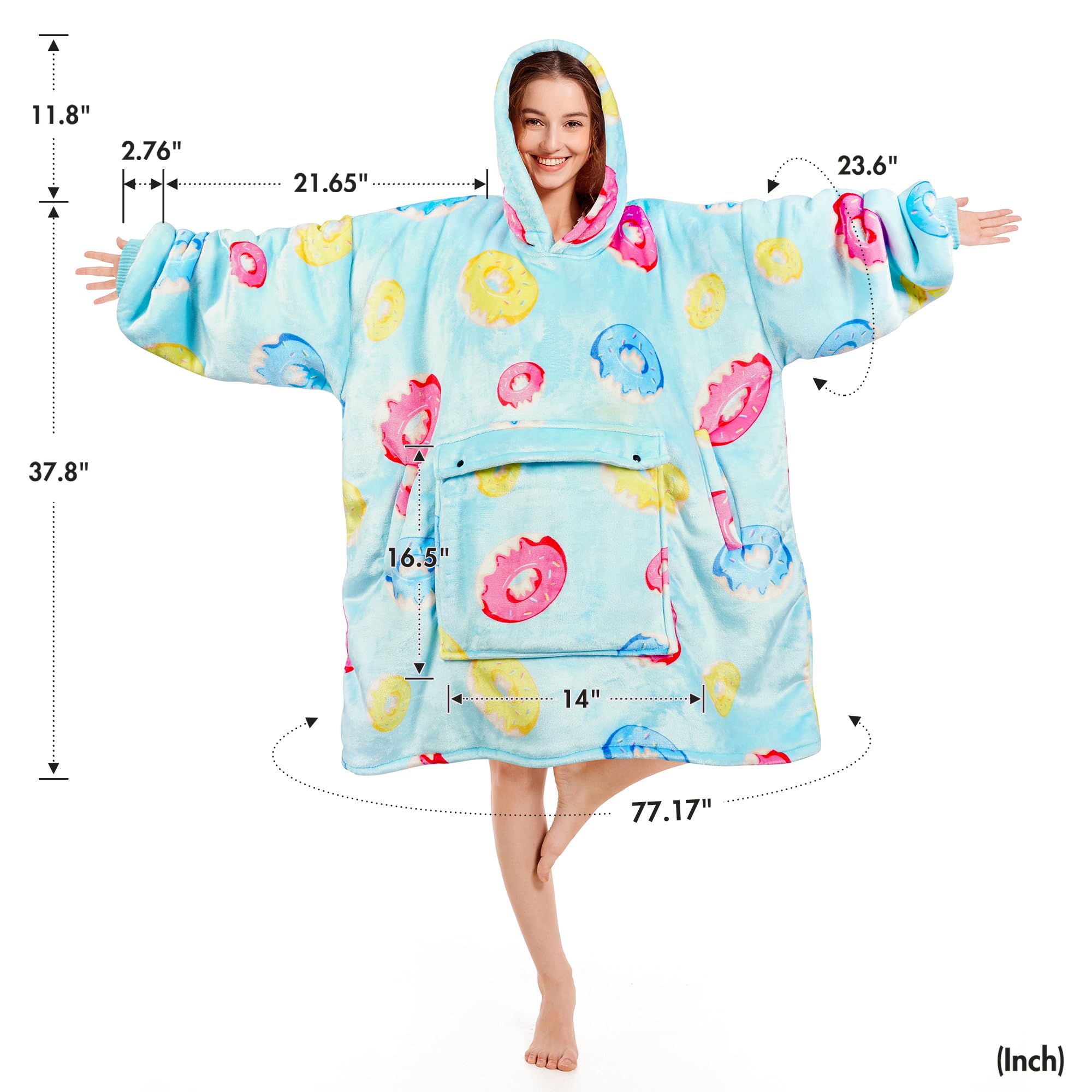 Narecte Cozy Oversized Blanket Hoodie Wearable Blanket Adults Soft Hooded Blanket Hoodie Birthday Gifts for Women Christmas