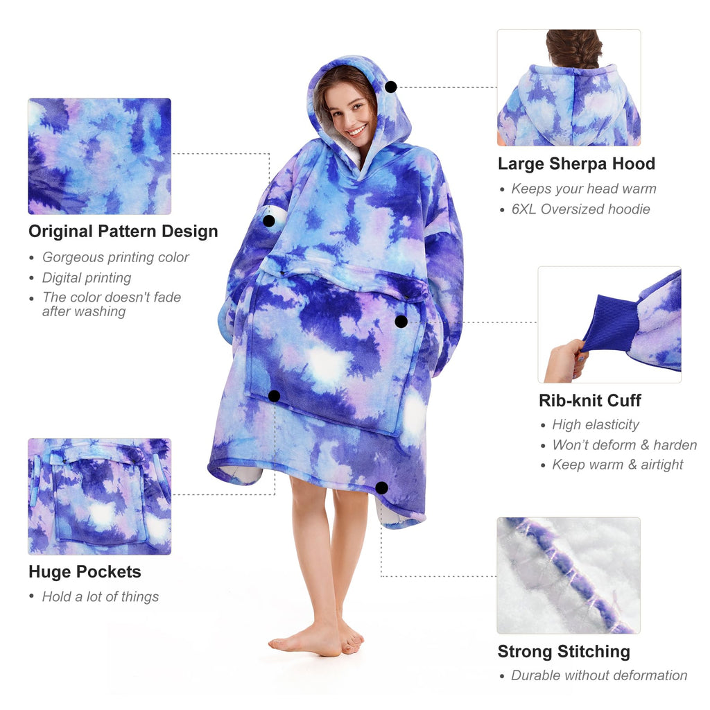 Narecte Cozy Oversized Blanket Hoodie Wearable Blanket Adults Soft Hooded Blanket Hoodie Birthday Gifts for Women Christmas