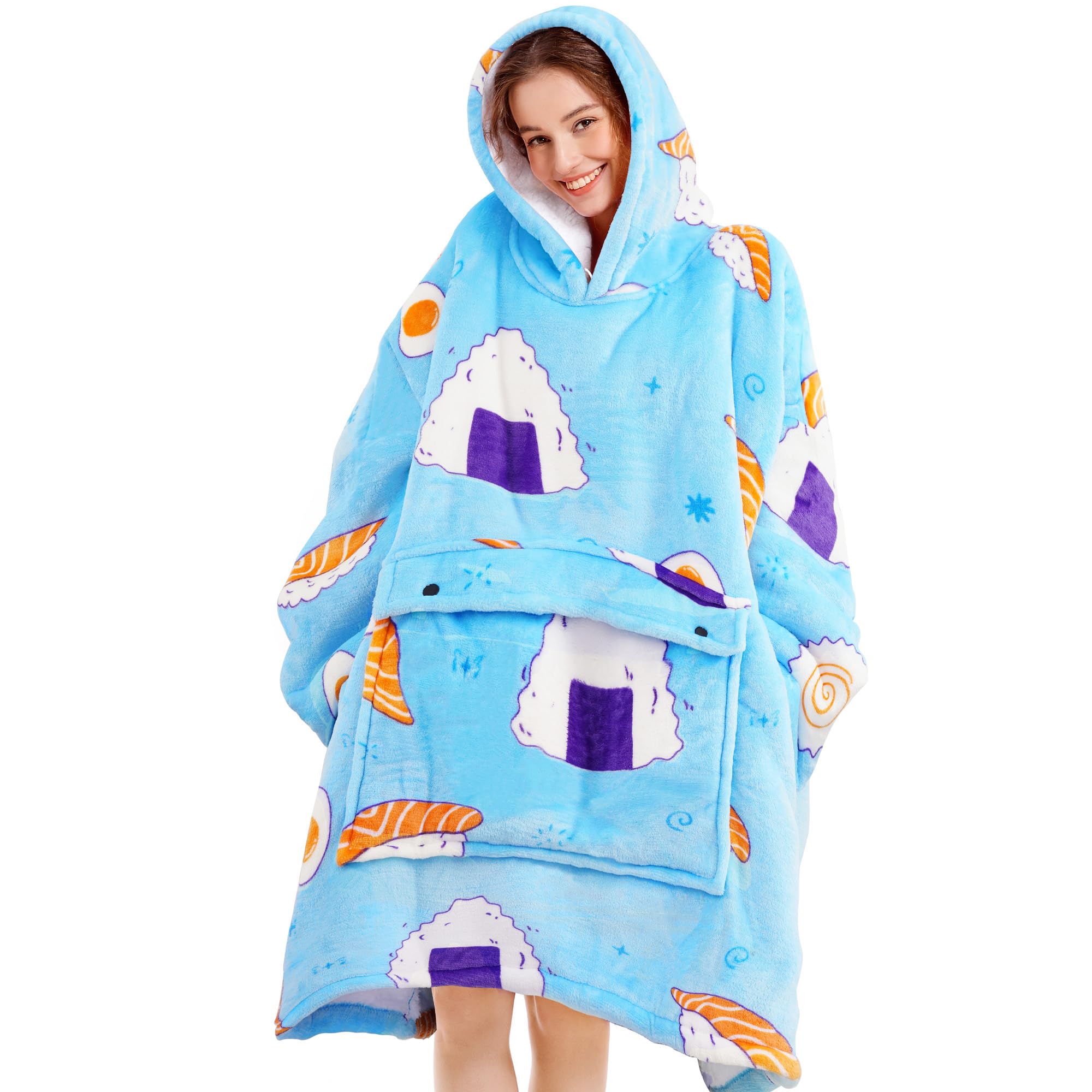 Narecte Cozy Oversized Blanket Hoodie Wearable Blanket Adults Soft Hooded Blanket Hoodie Birthday Gifts for Women Christmas