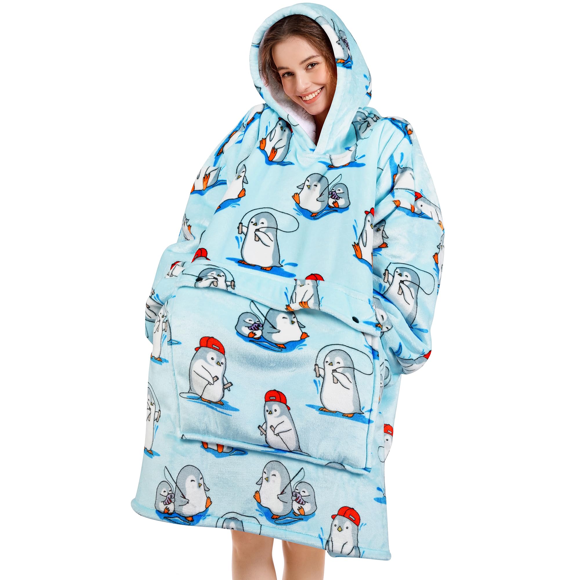 Narecte Cozy Oversized Blanket Hoodie Wearable Blanket Adults Soft Hooded Blanket Hoodie Birthday Gifts for Women Christmas