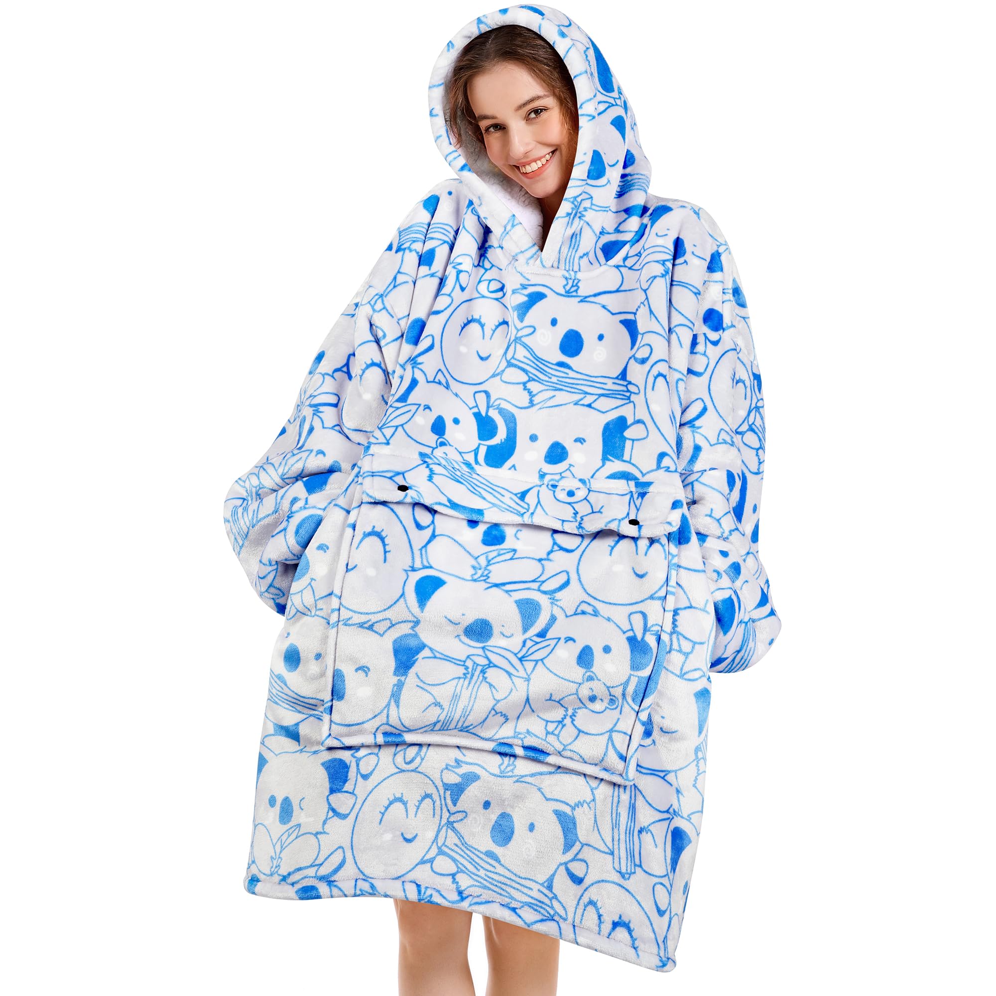 Narecte Cozy Oversized Blanket Hoodie Wearable Blanket Adults Soft Hooded Blanket Hoodie Birthday Gifts for Women Christmas