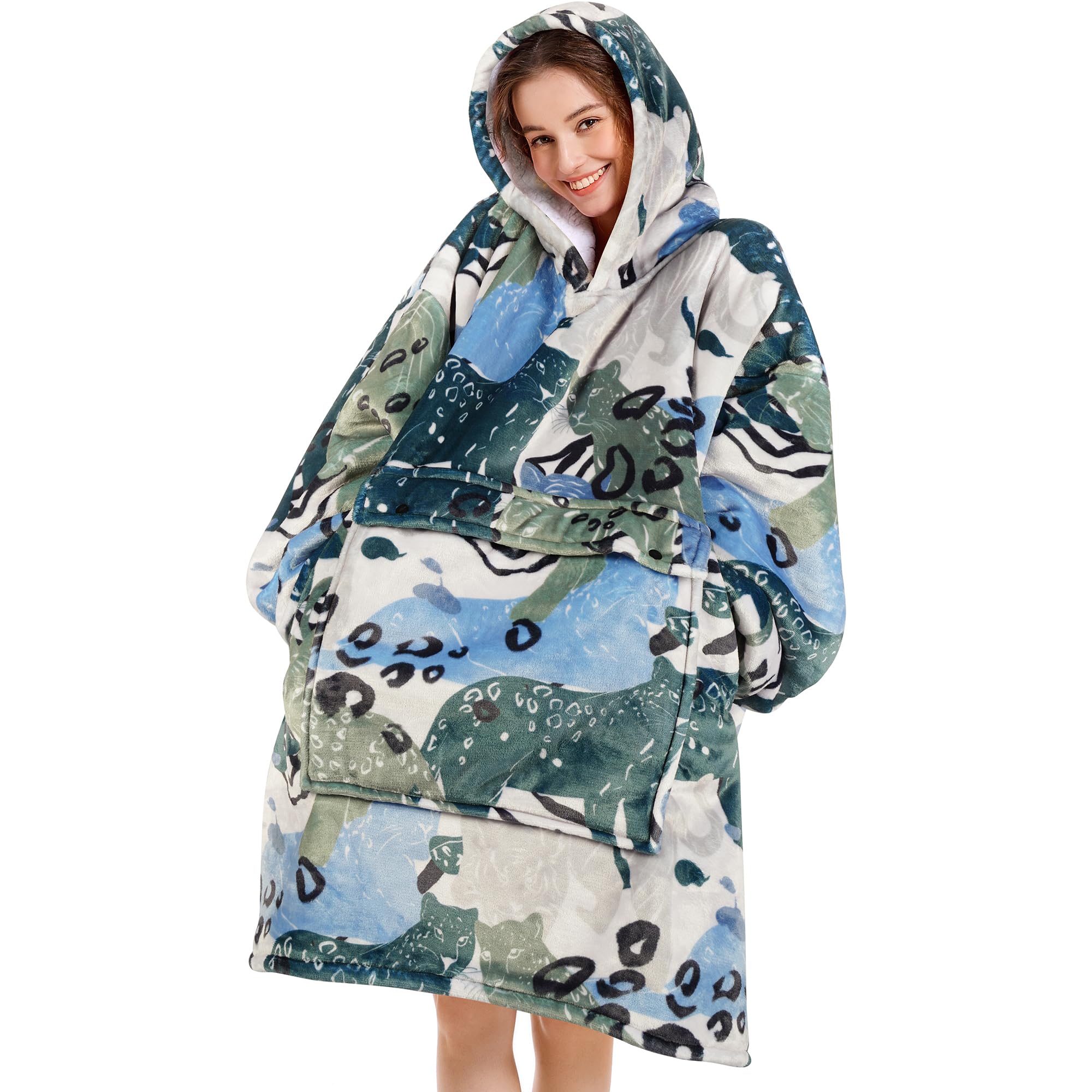 Narecte Cozy Oversized Blanket Hoodie Wearable Blanket Adults Soft Hooded Blanket Hoodie Birthday Gifts for Women Christmas