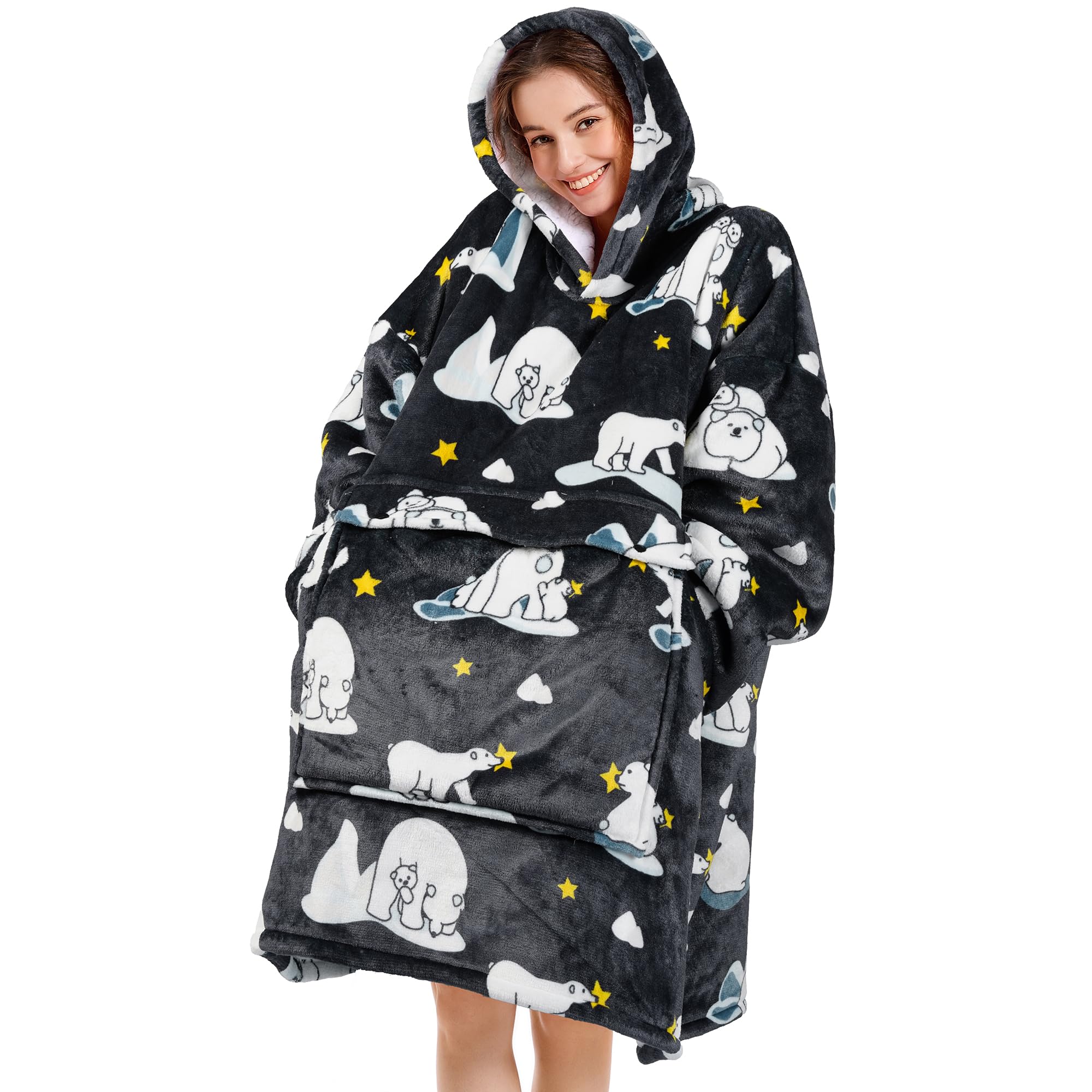 Narecte Cozy Oversized Blanket Hoodie Wearable Blanket Adults Soft Hooded Blanket Hoodie Birthday Gifts for Women Christmas