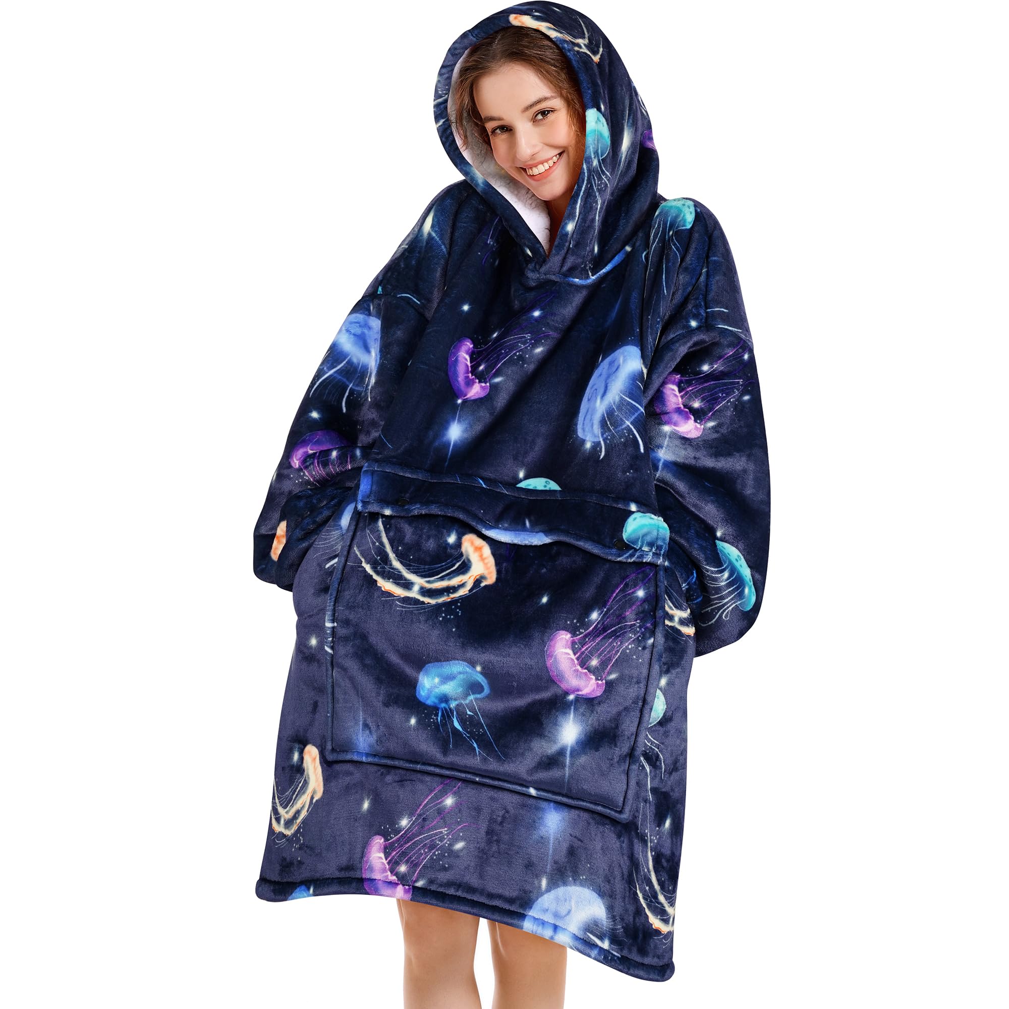 Narecte Cozy Oversized Blanket Hoodie Wearable Blanket Adults Soft Hooded Blanket Hoodie Birthday Gifts for Women Christmas
