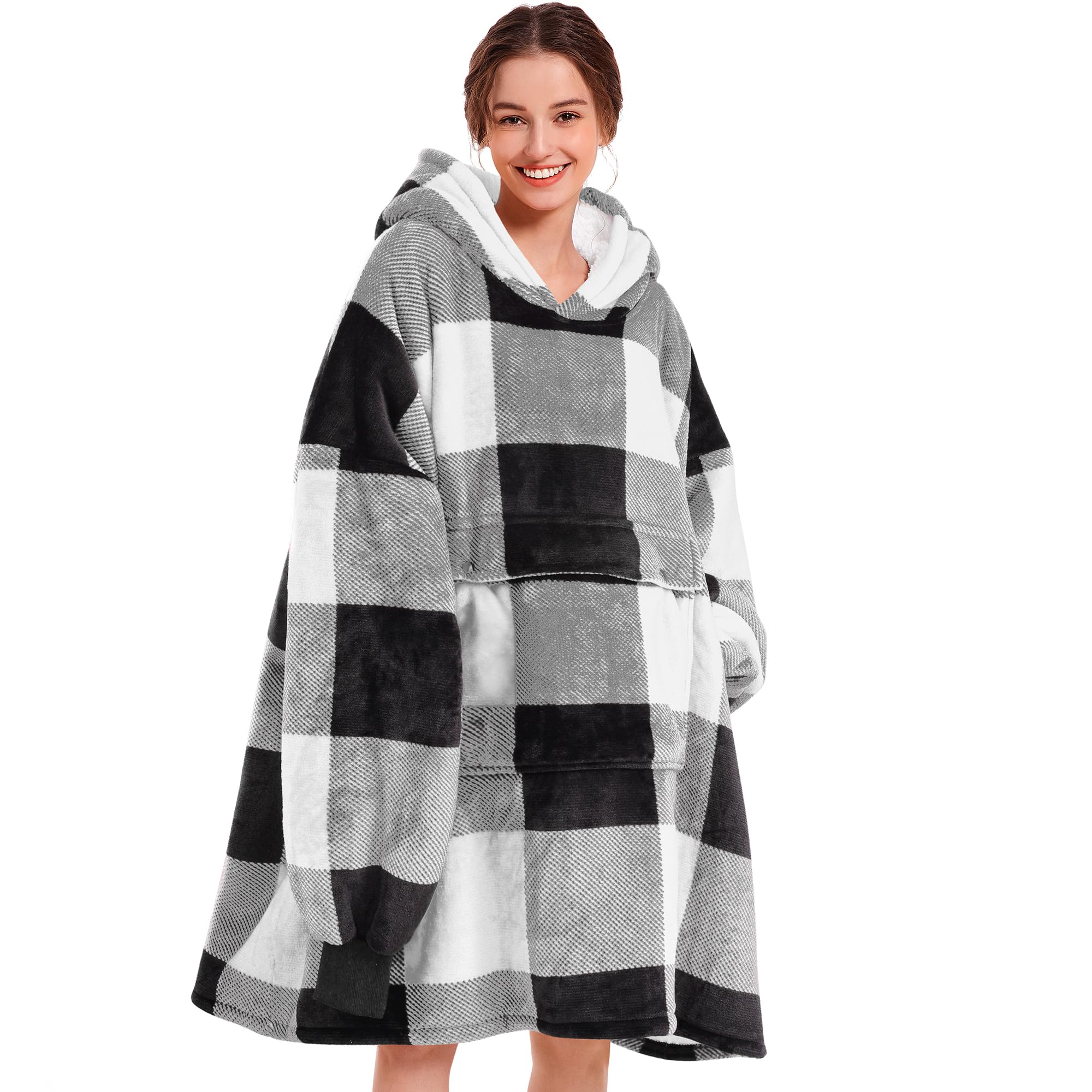 Narecte Cozy Oversized Blanket Hoodie Wearable Blanket Adults Soft Hooded Blanket Hoodie Birthday Gifts for Women Christmas