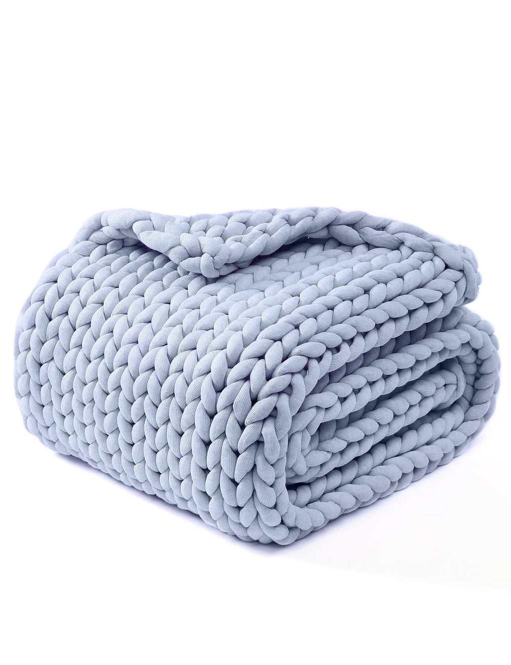 YnM Chunky Throw Blanket, Medium-Weight, Hand Knitted, Skin Friendly, Ventilated and Breathable, Machine Washable, Home Décor Piece for Couch, Sofa and Bed (Atlantis Blue, 40x50 Inch)